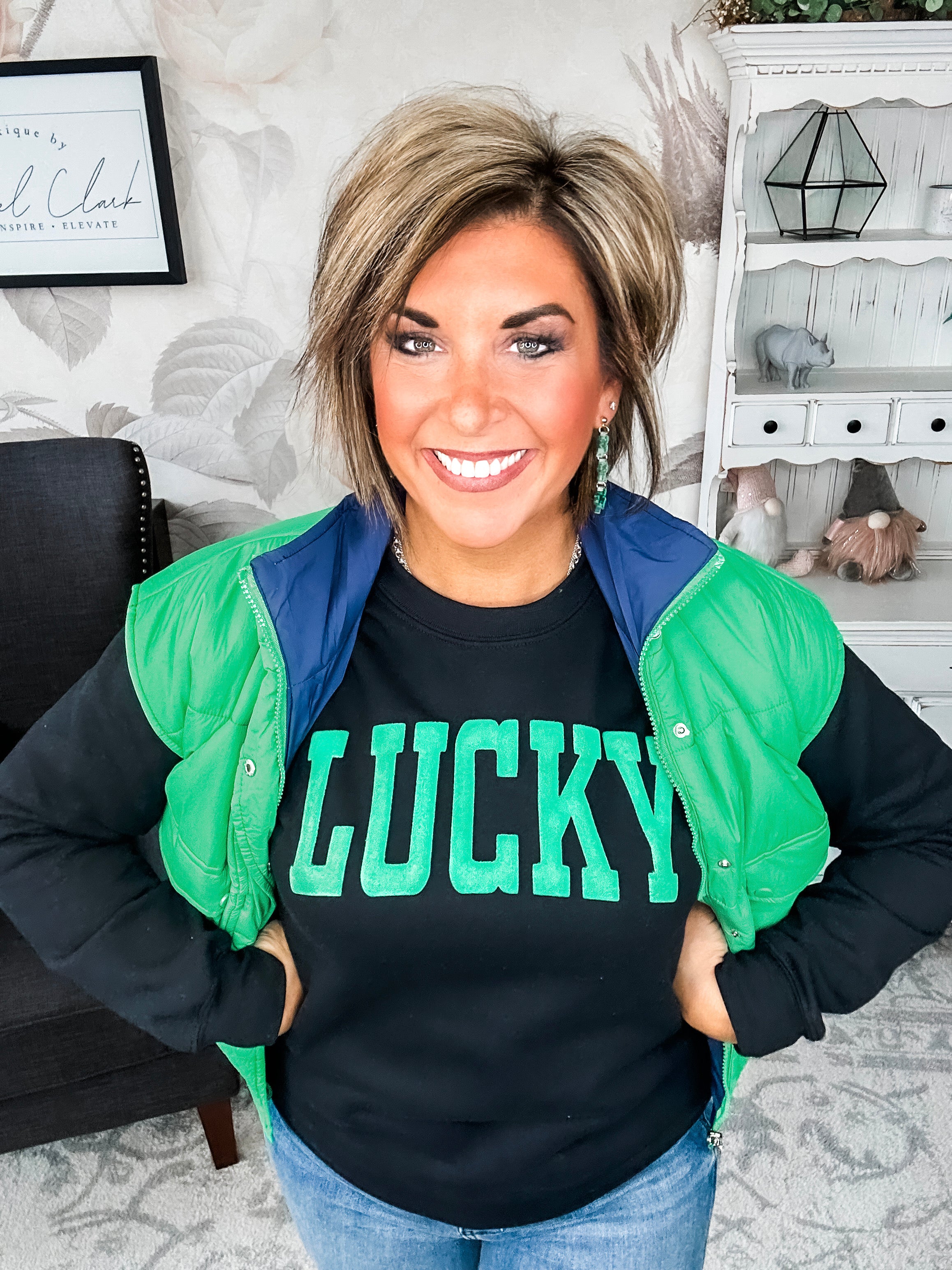 Stay Out All Night Reversible Puffer Vest - Navy/Green