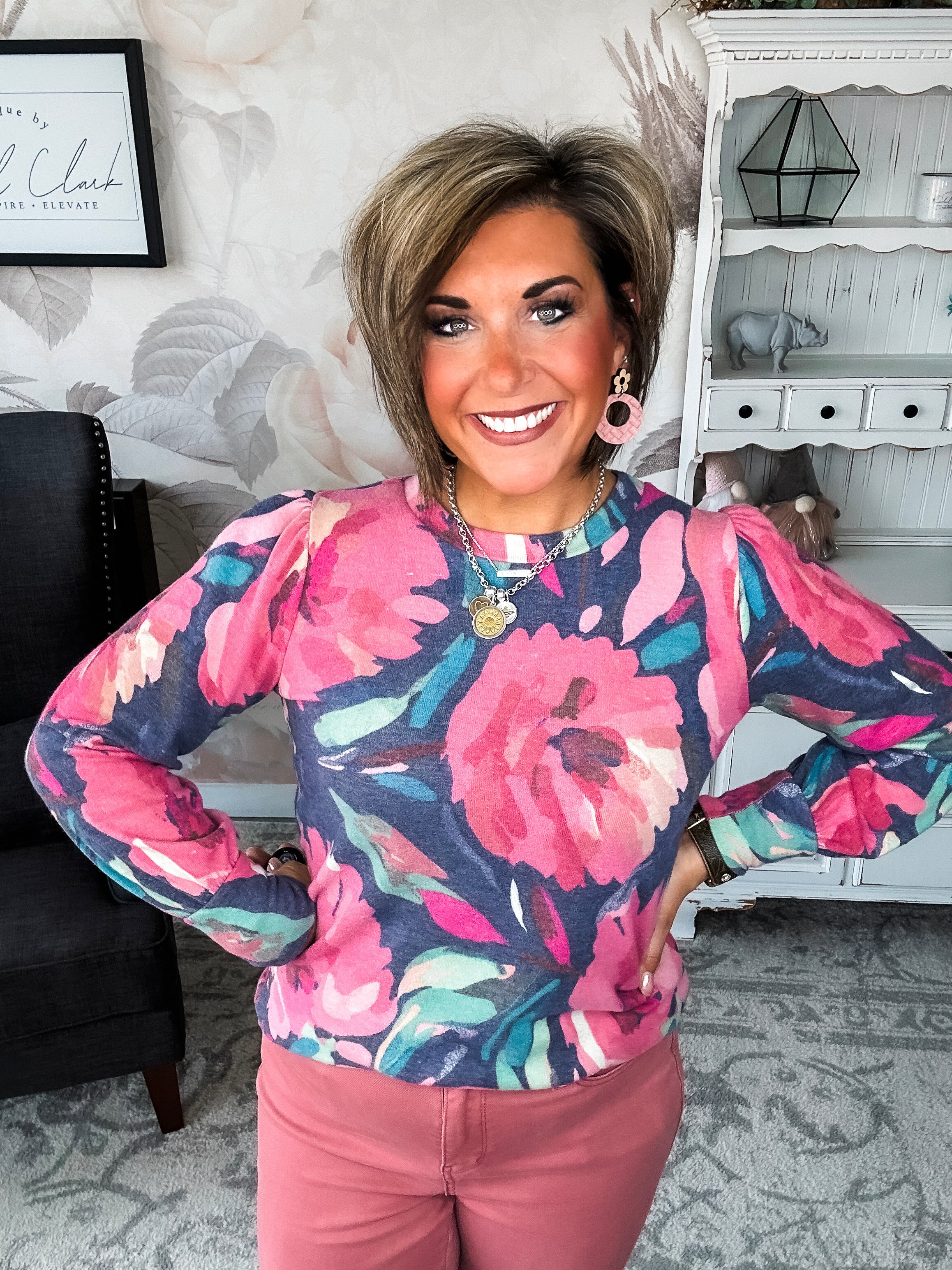 Share My Secret Pullover - Navy/Magenta