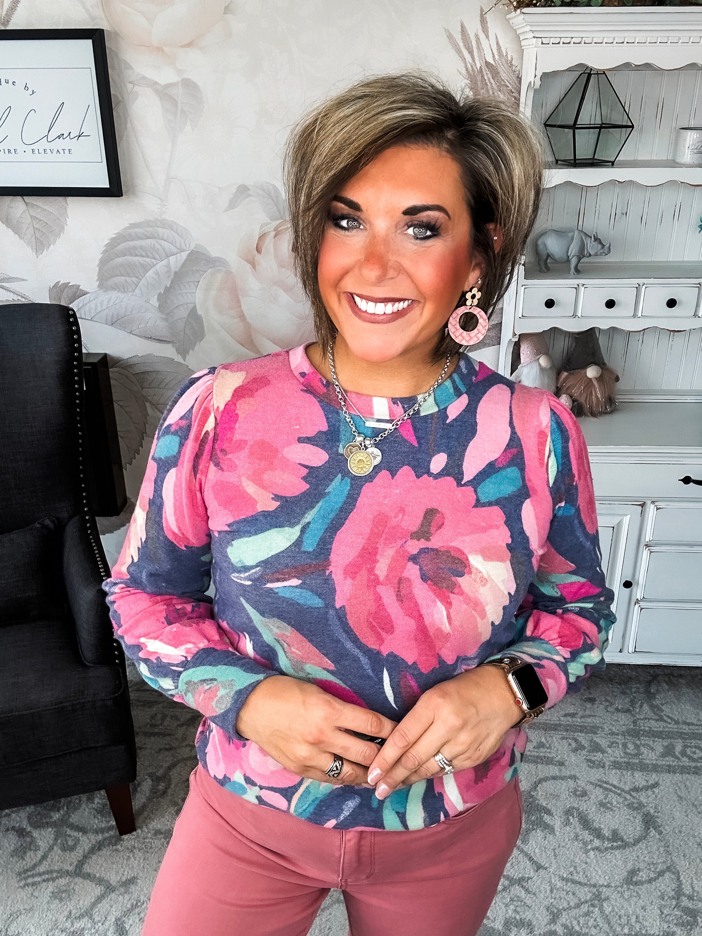 Share My Secret Pullover - Navy/Magenta