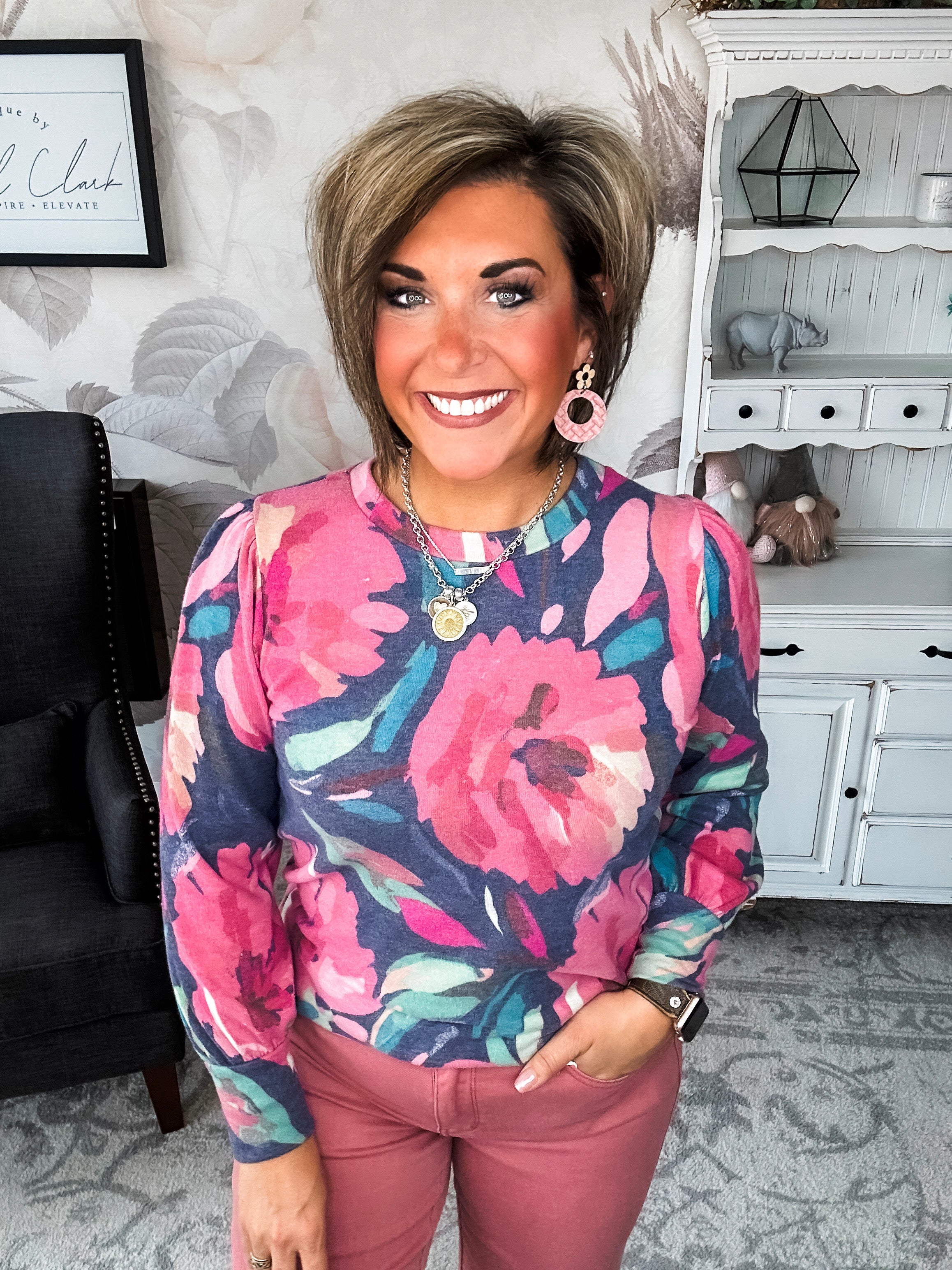 Share My Secret Pullover - Navy/Magenta