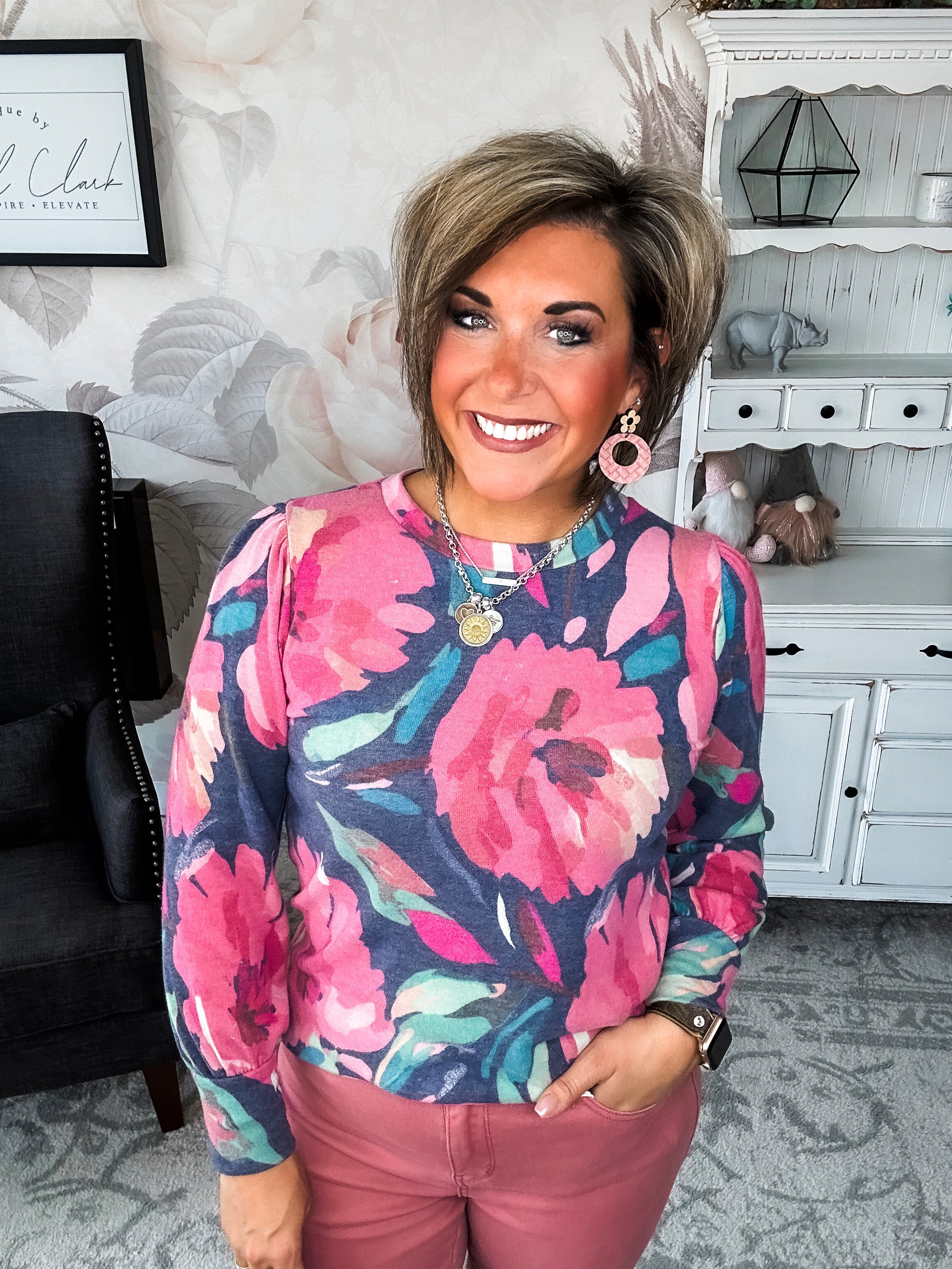 Share My Secret Pullover - Navy/Magenta