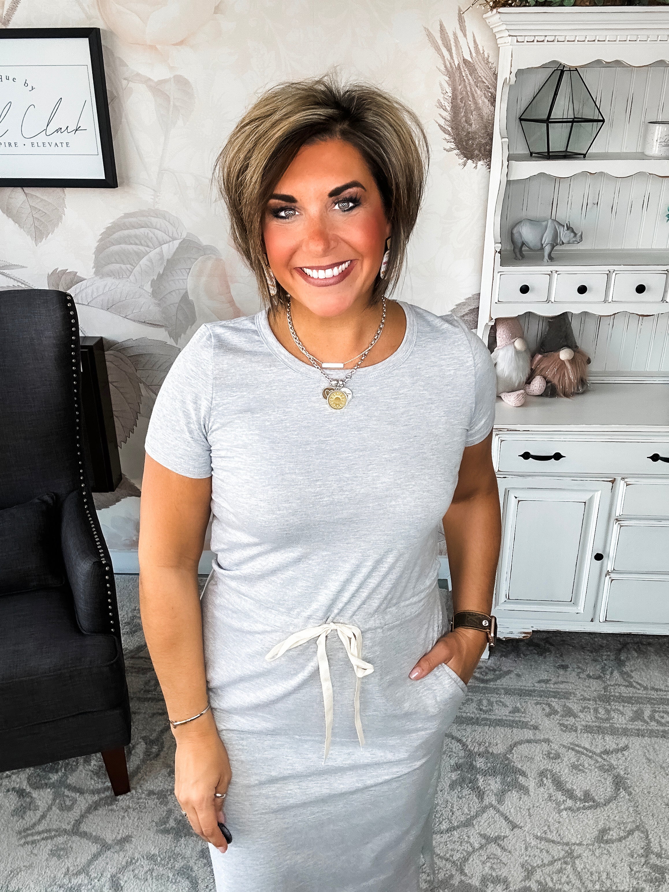 Feel Alive Tshirt Dress - Heather Grey