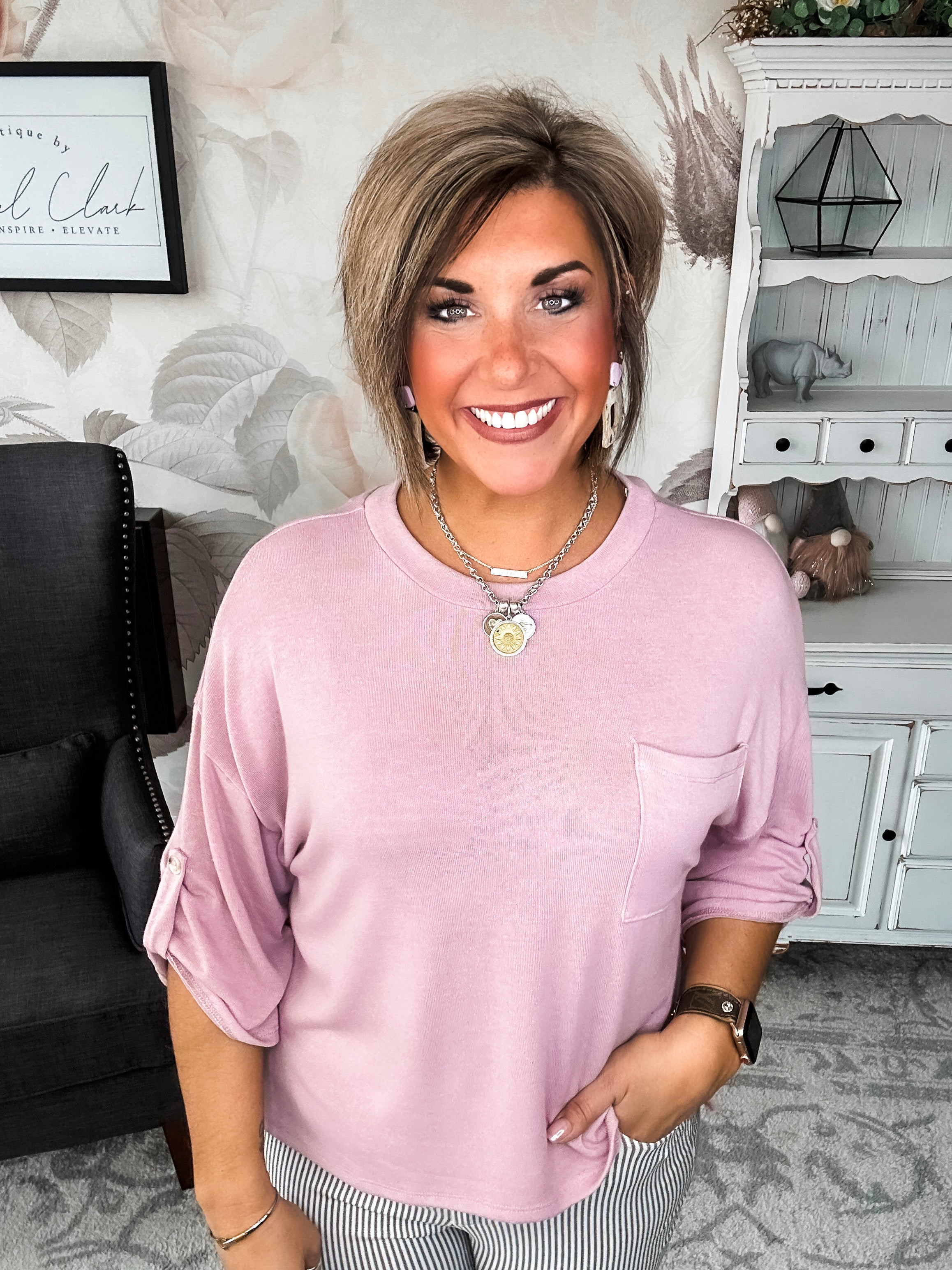 Take Me Away Boxy Top - Mauve