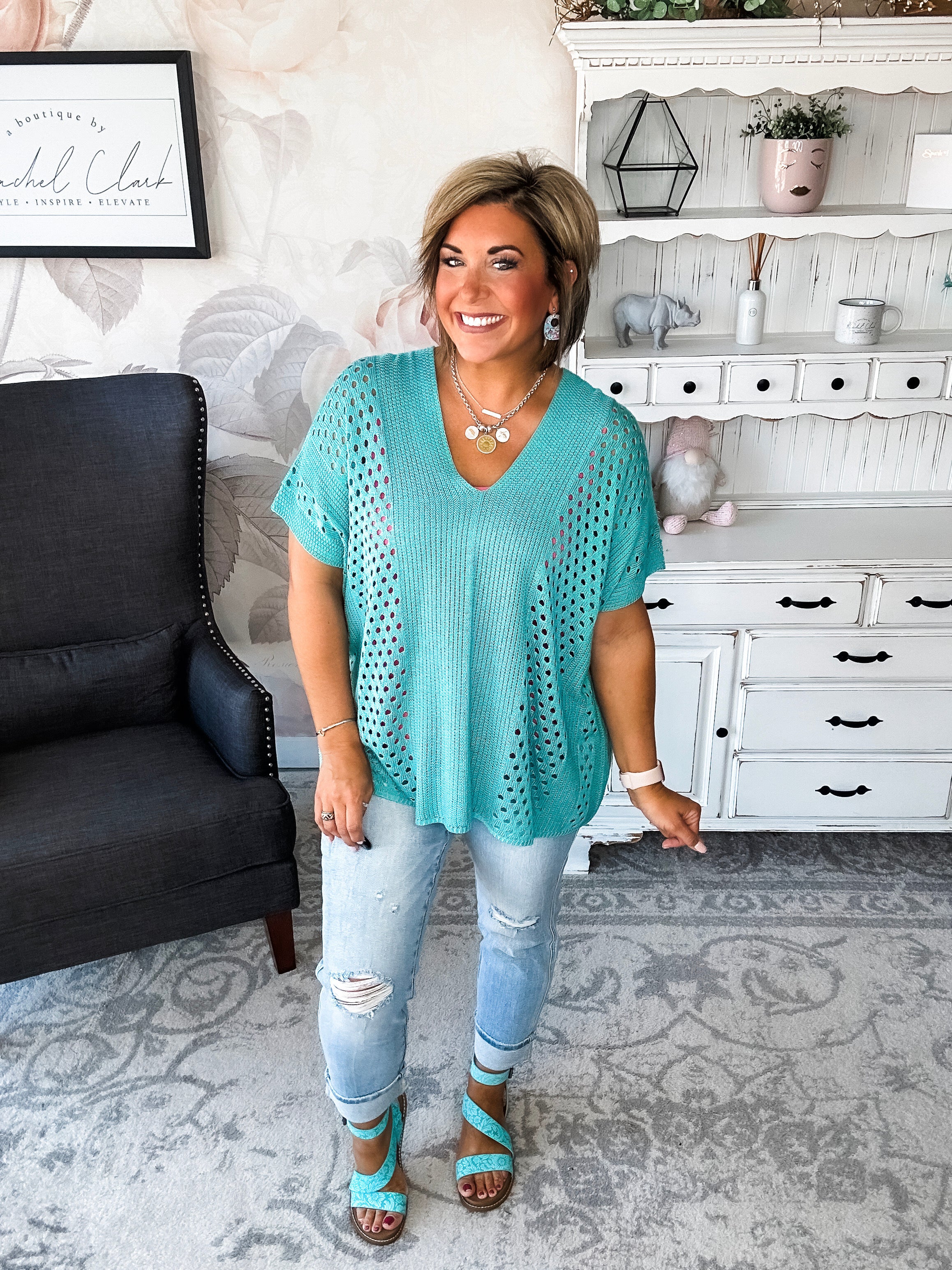 Know Your Blessings Pullover Top - Jade