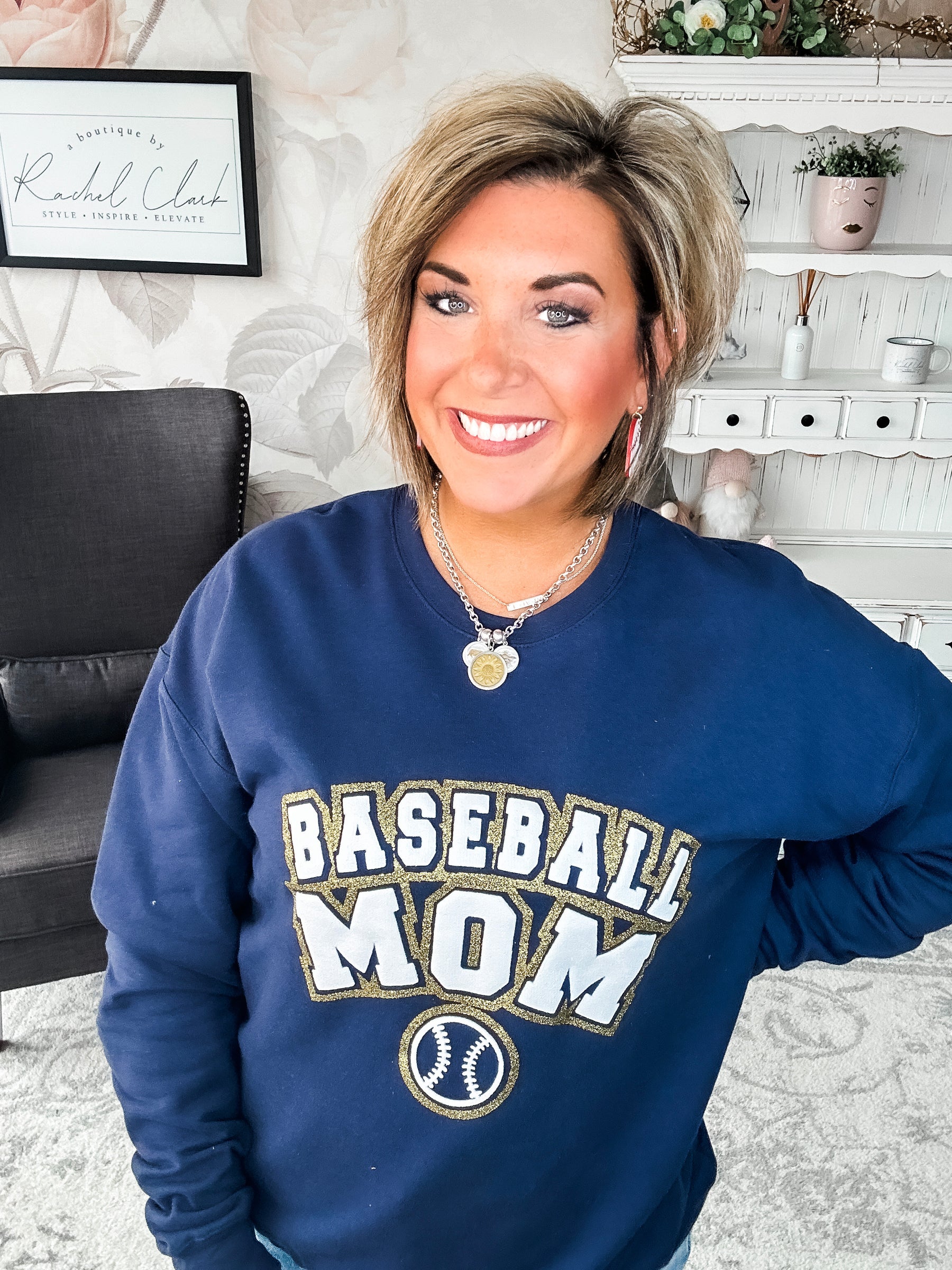 Baseball Mom Varsity Glitter Sweatshirt