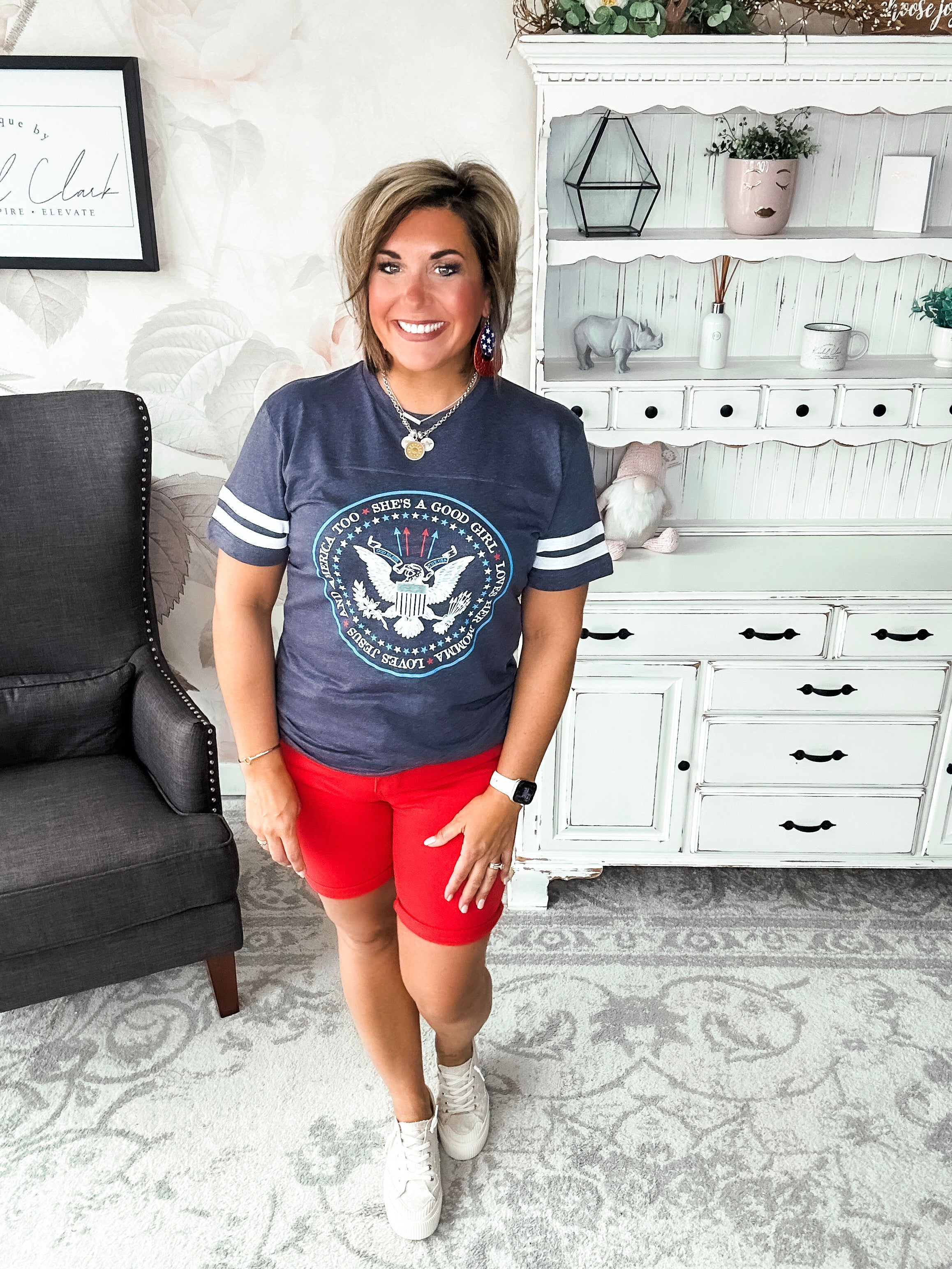 She's a good girl, love her mama, loves Jesus and America too