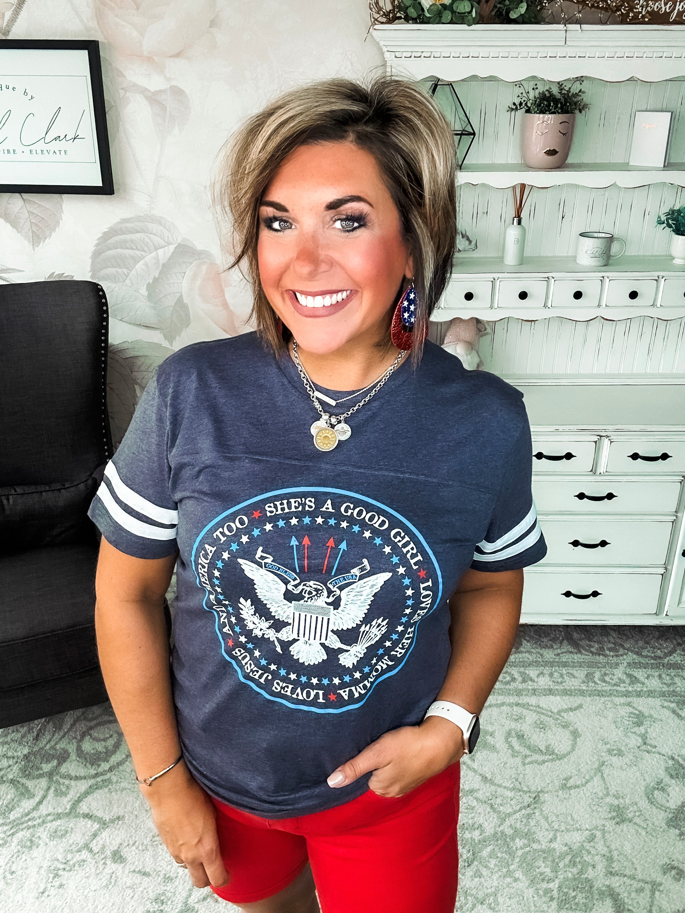 She's a good girl, love her mama, loves Jesus and America too