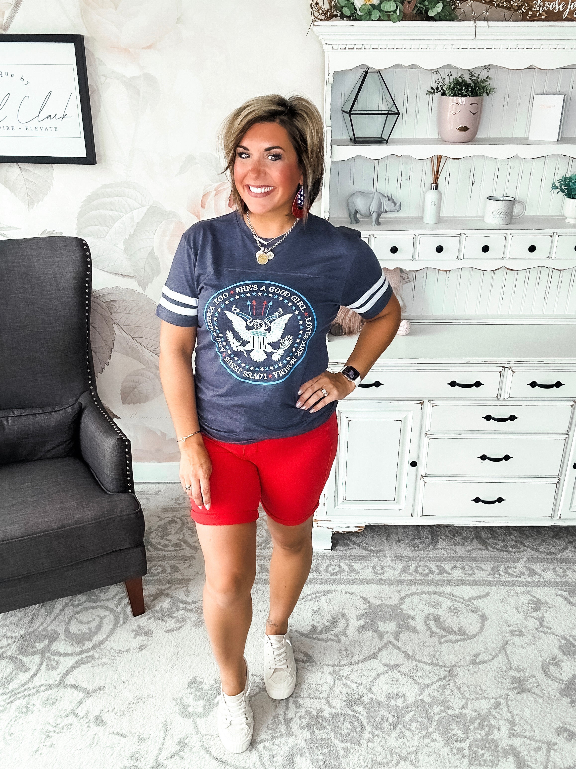 She's a good girl, love her mama, loves Jesus and America too