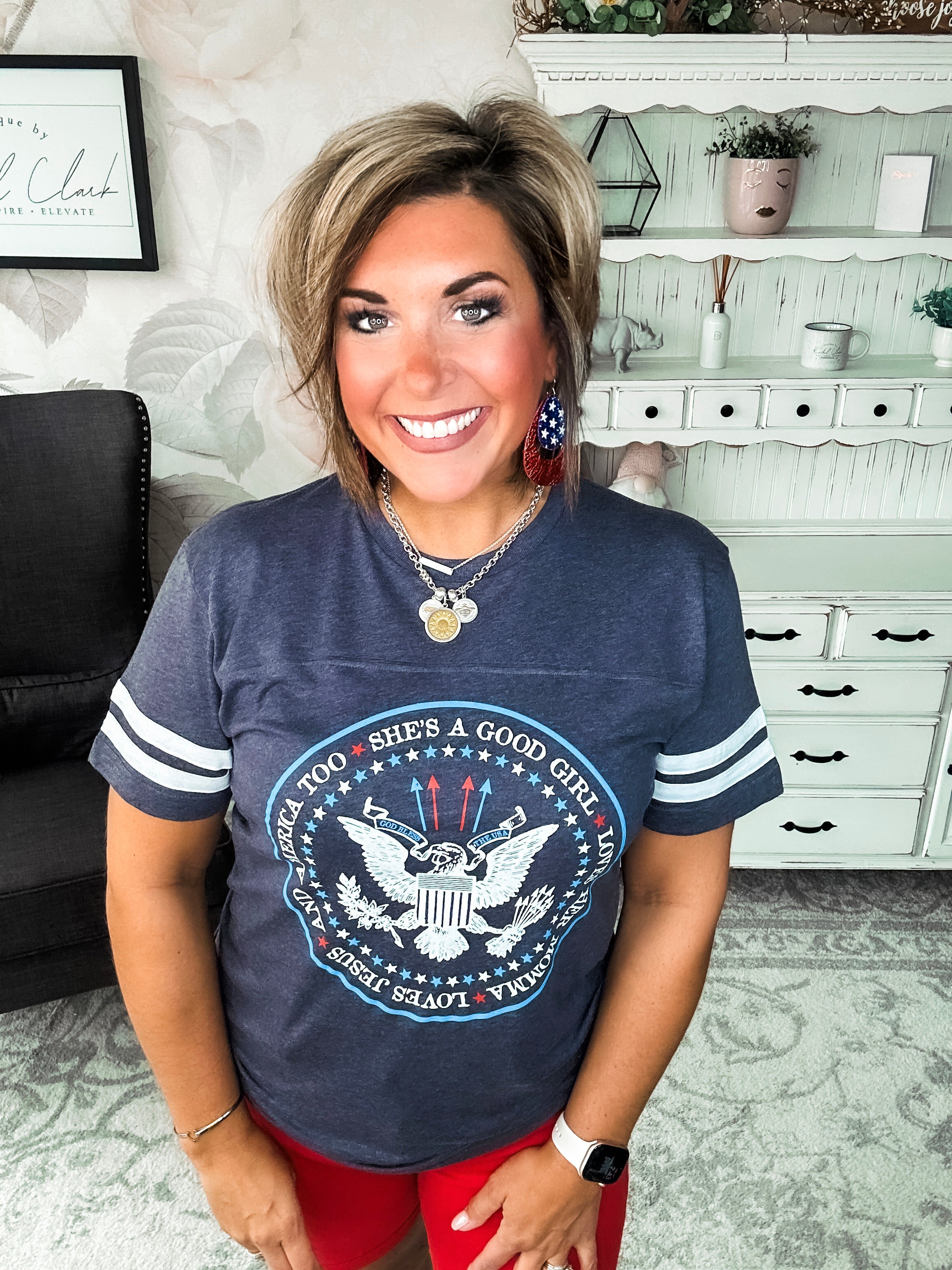 She's a good girl, love her mama, loves Jesus and America too