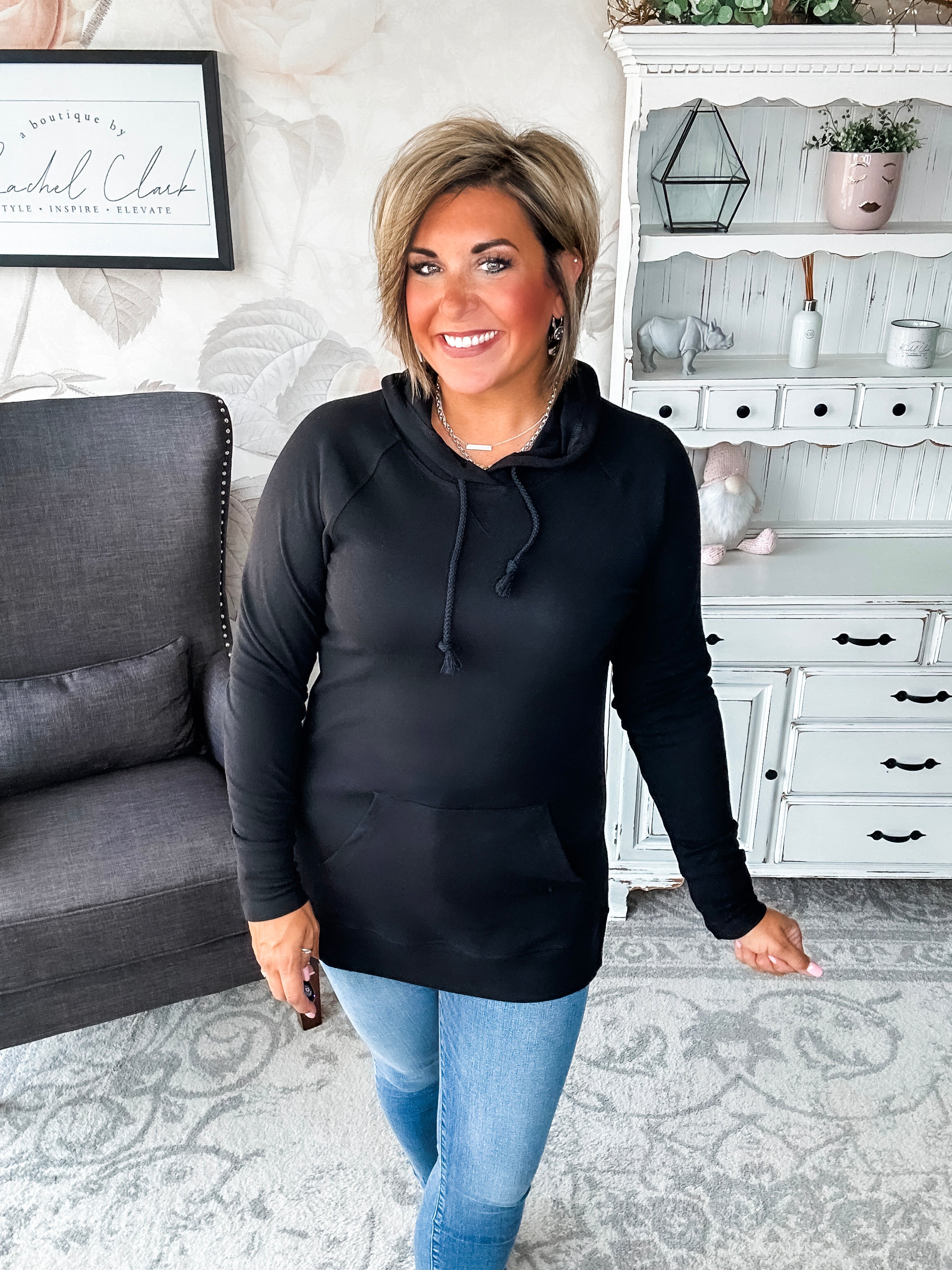 Ampersand Avenue SideSlit Hoodie - Blackout