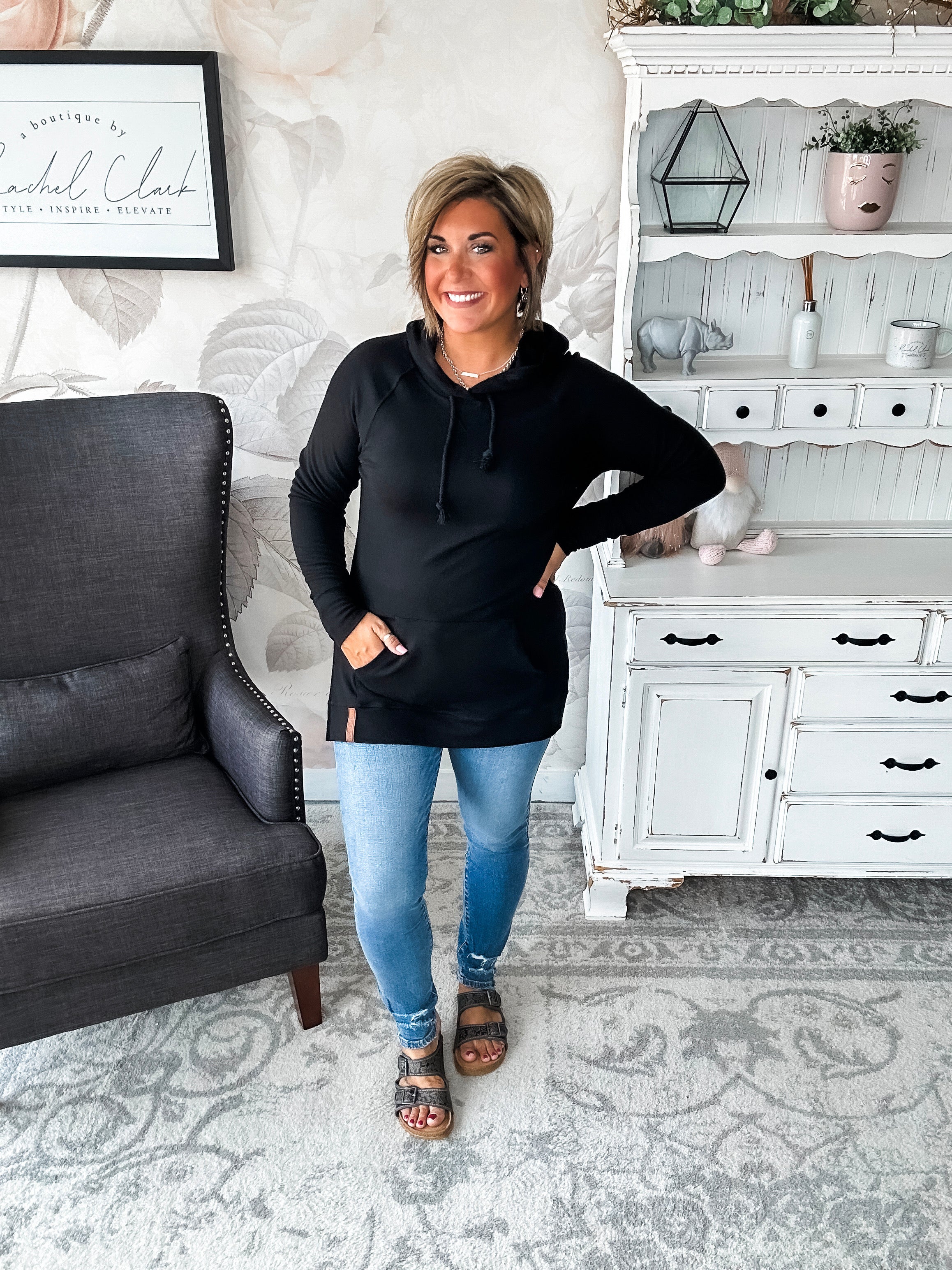 Ampersand Avenue SideSlit Hoodie - Blackout