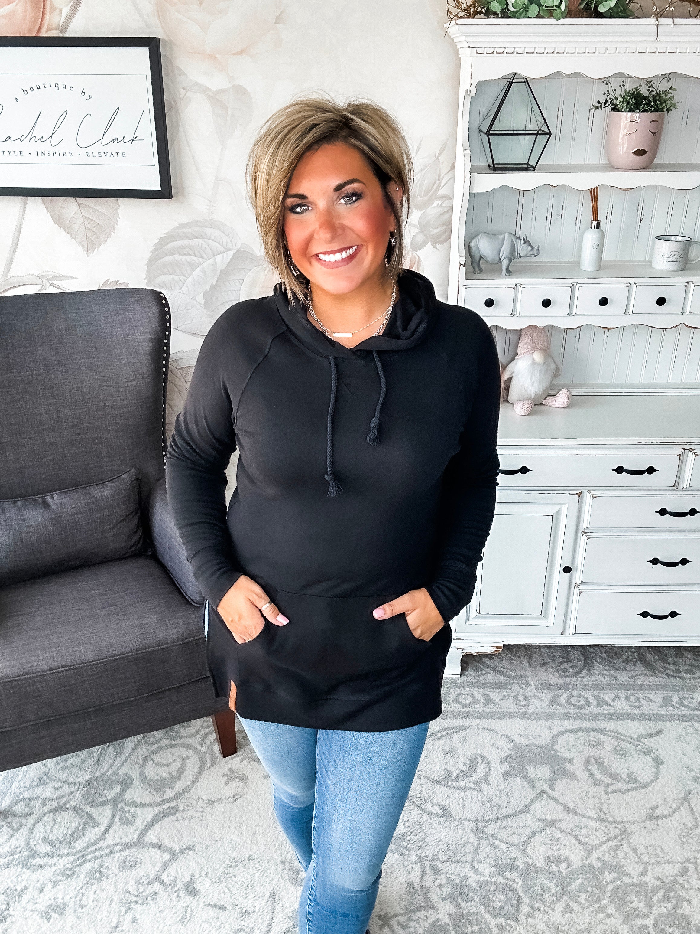 Ampersand Avenue SideSlit Hoodie - Blackout