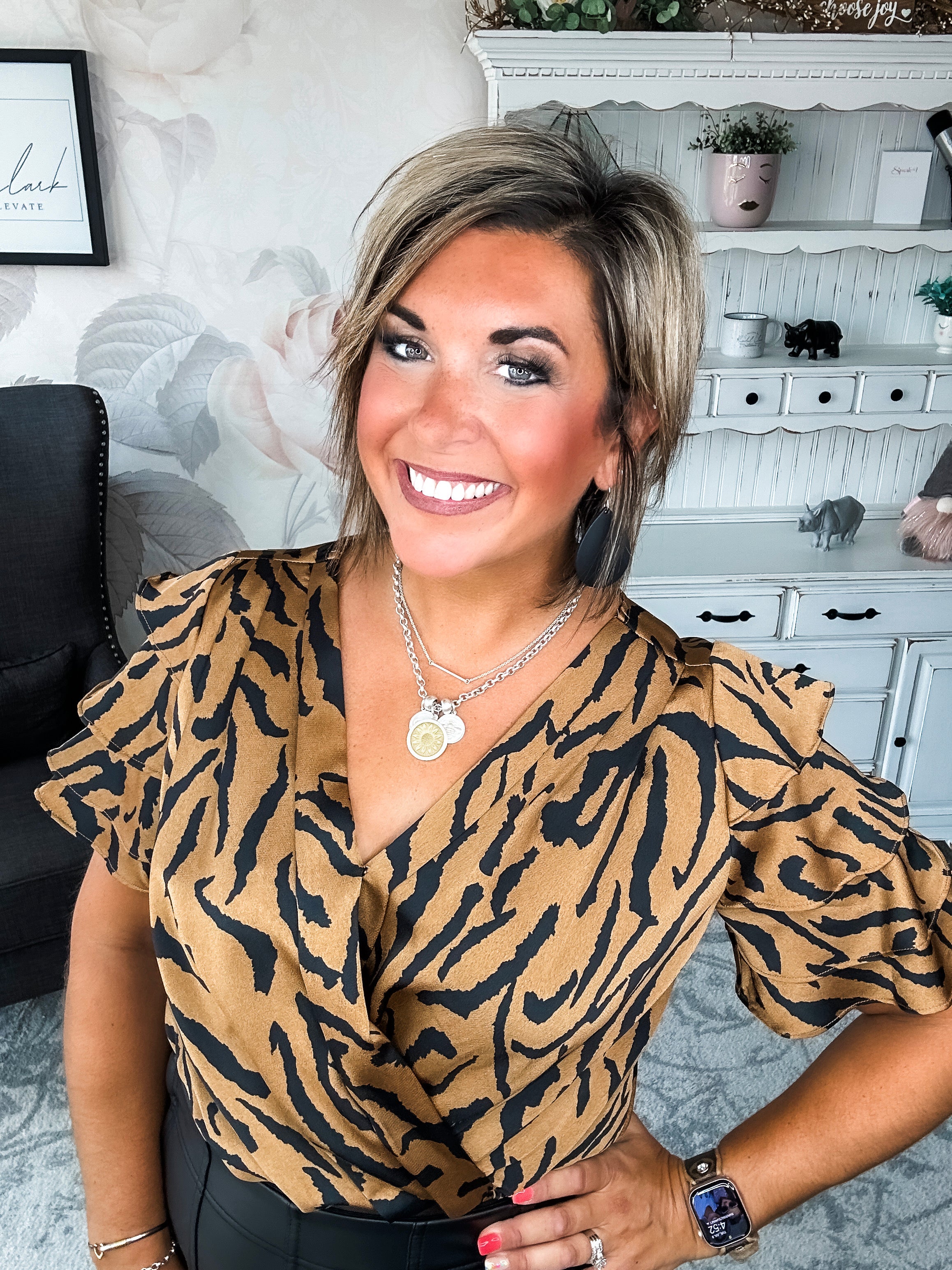 Feeling Sassy Zebra Bodysuit - Copper