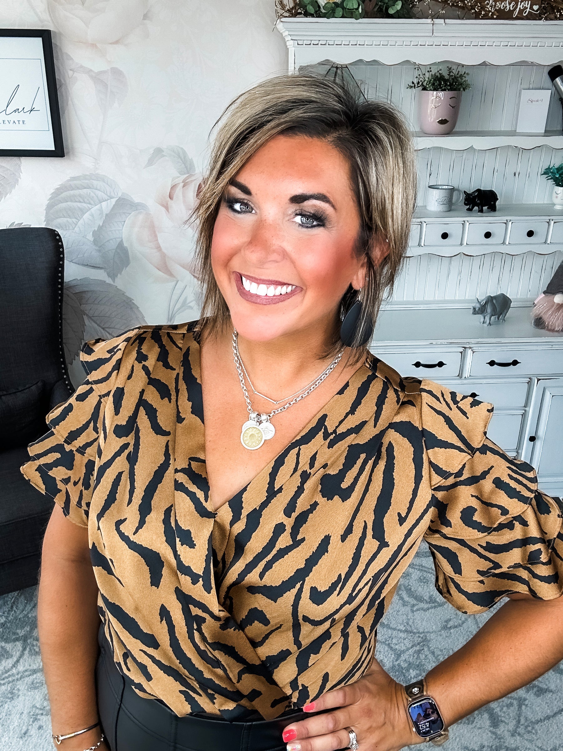 Feeling Sassy Zebra Bodysuit - Copper
