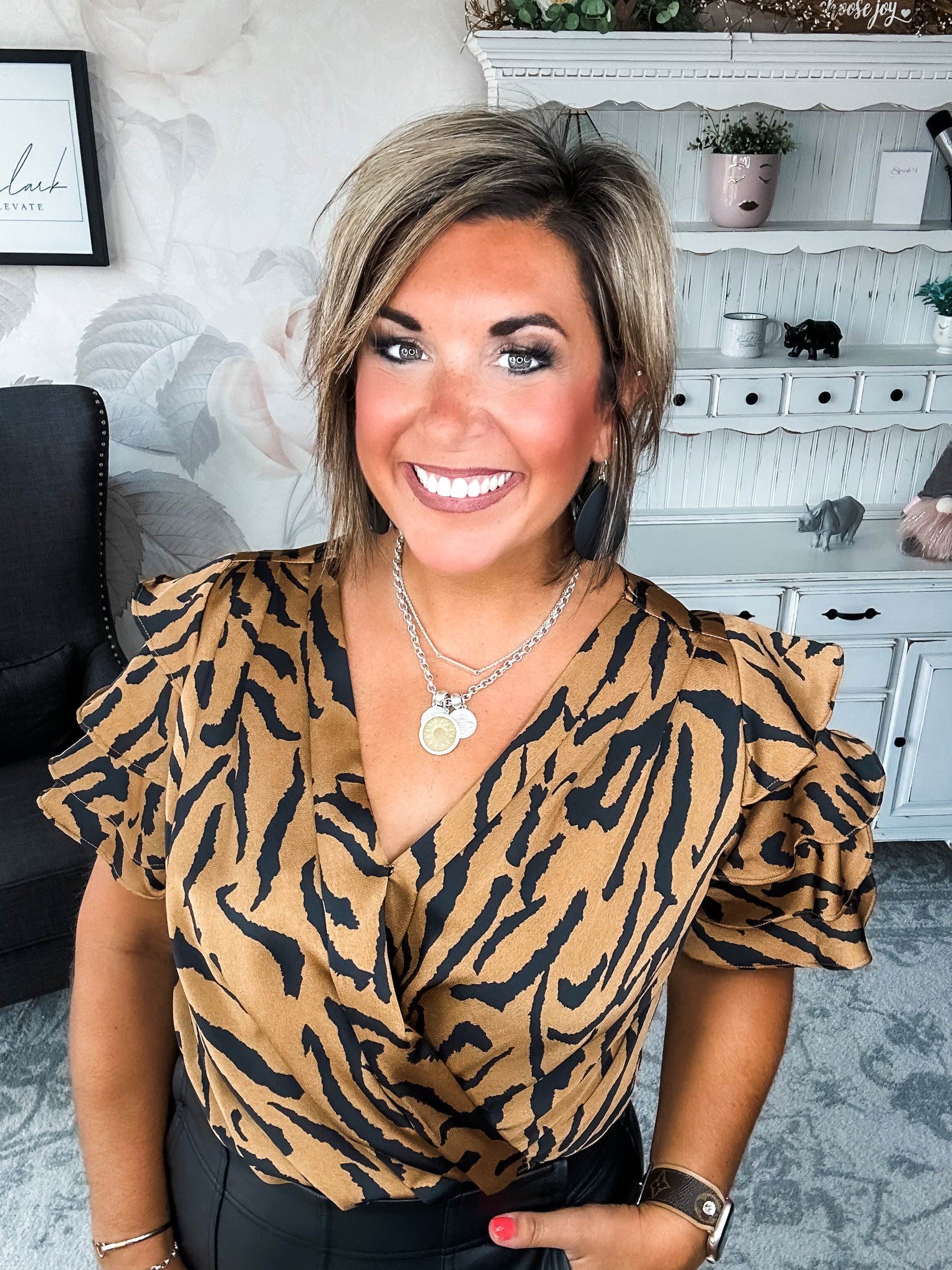 Feeling Sassy Zebra Bodysuit - Copper