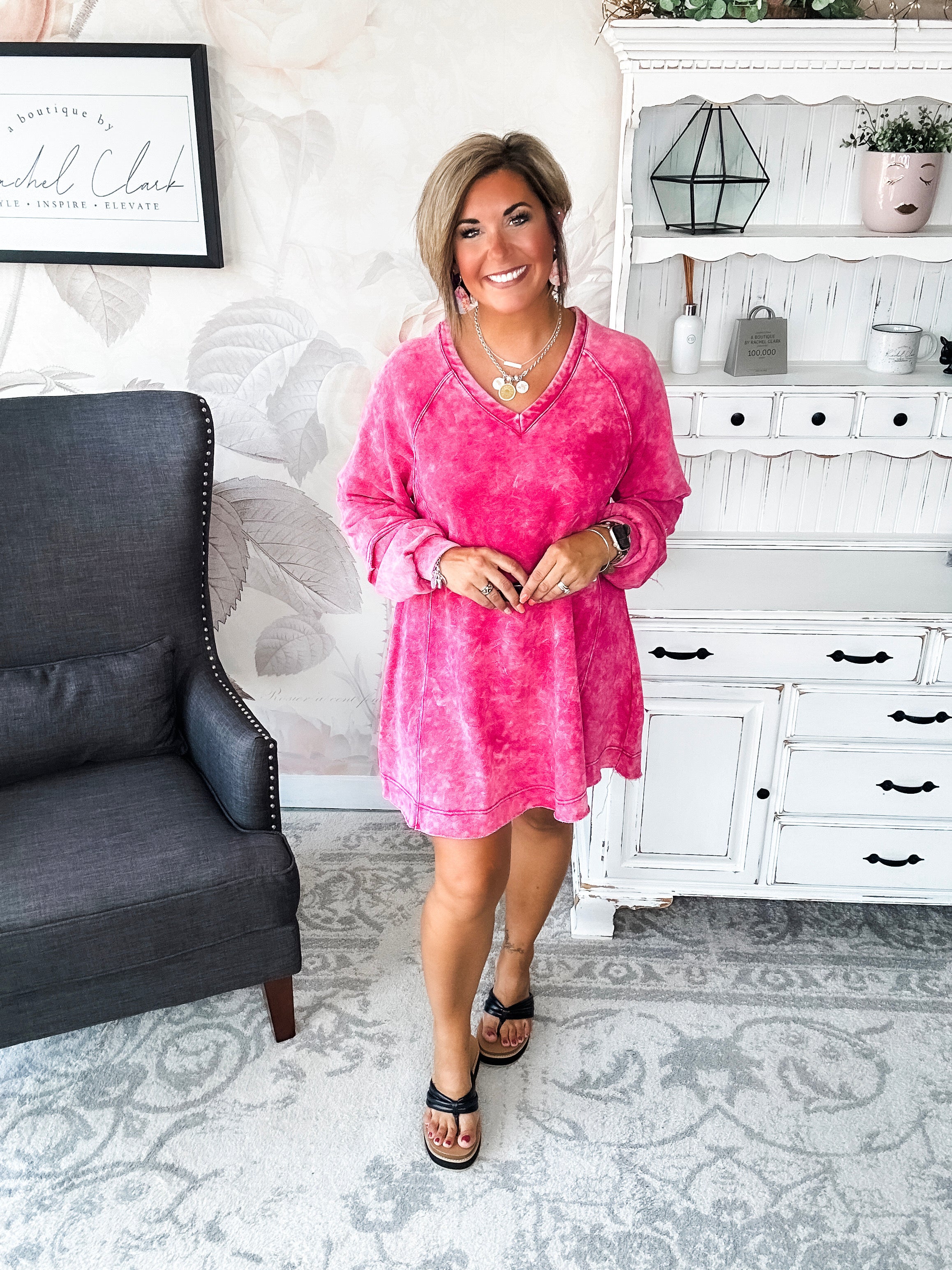 They All Made It Shift Dress - Magenta