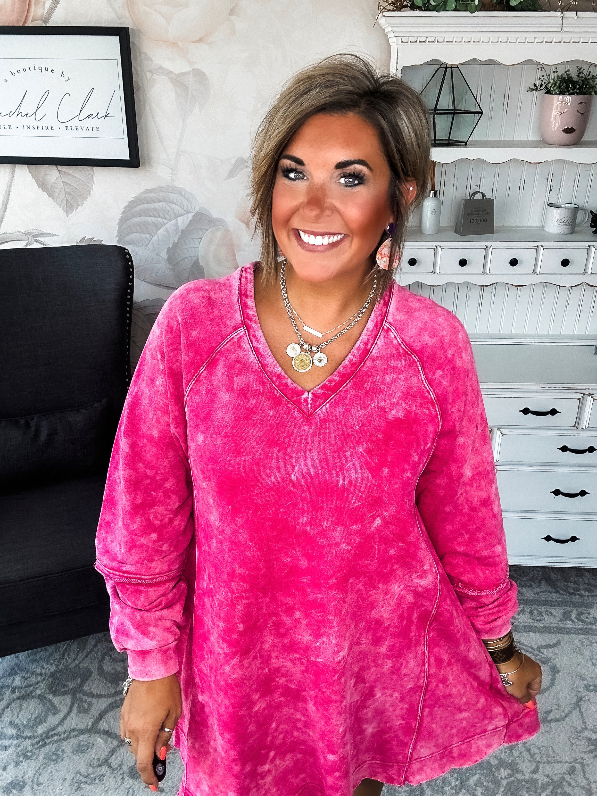 They All Made It Shift Dress - Magenta