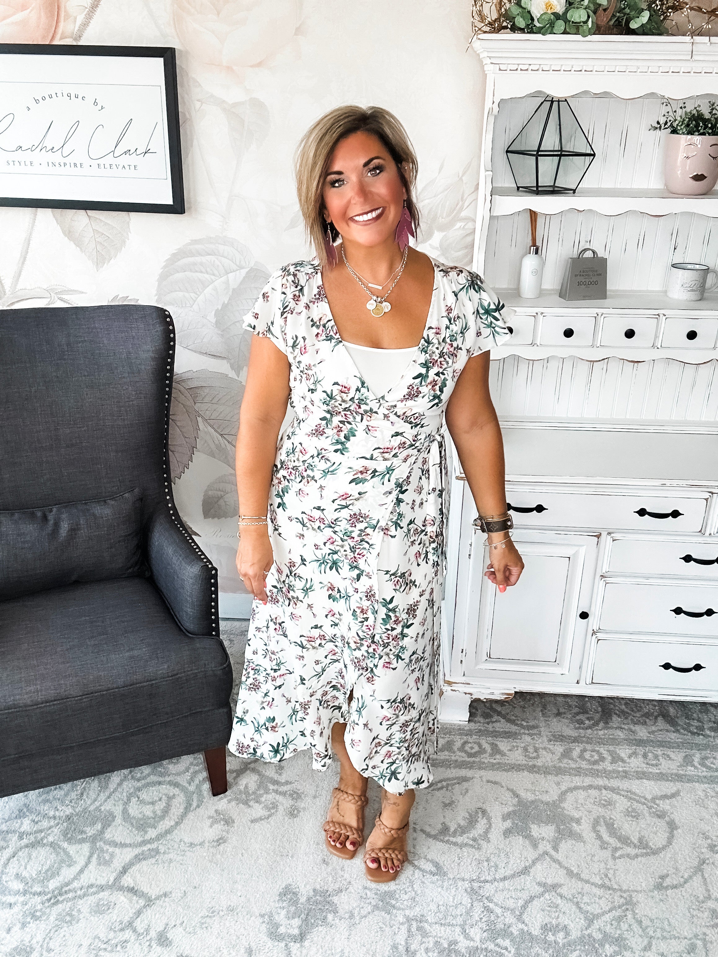 Stay With Me Forever Floral Dress - Cream