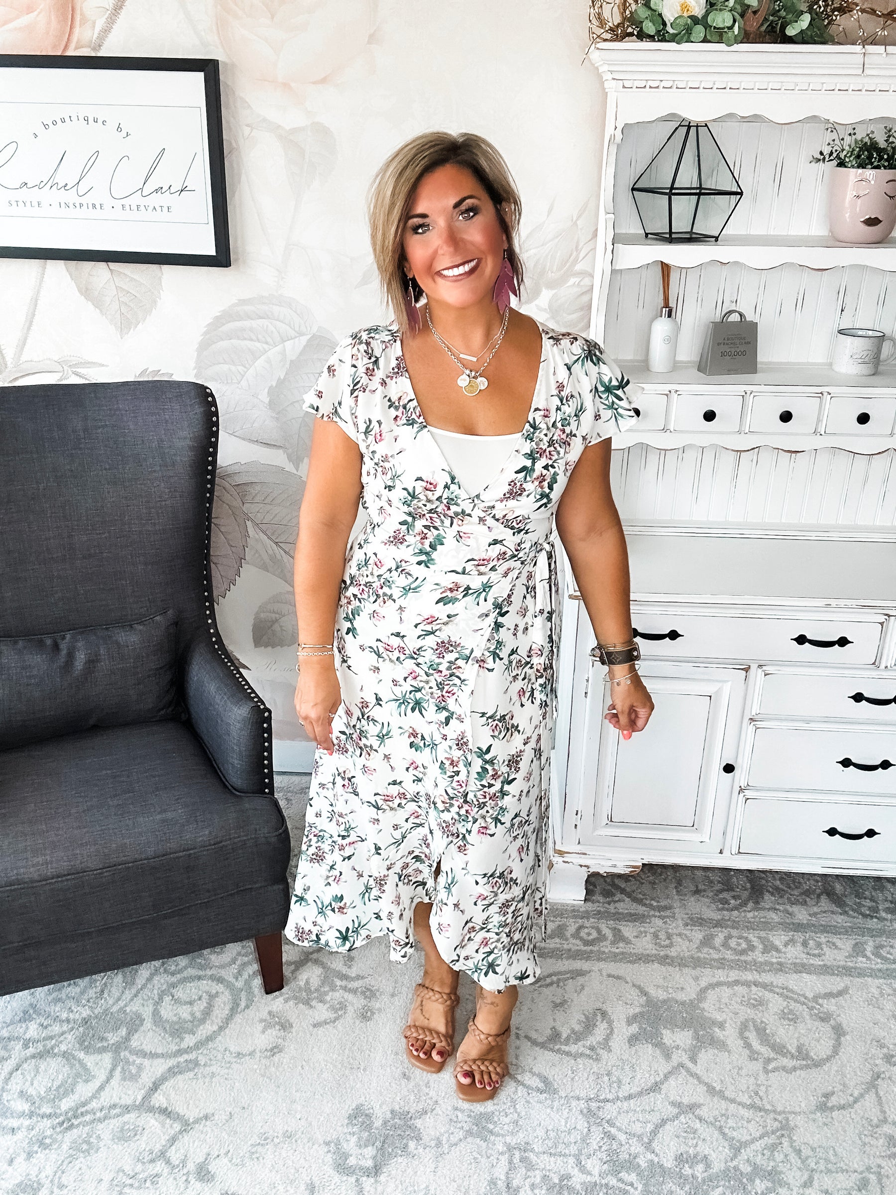 Stay With Me Forever Floral Dress - Cream