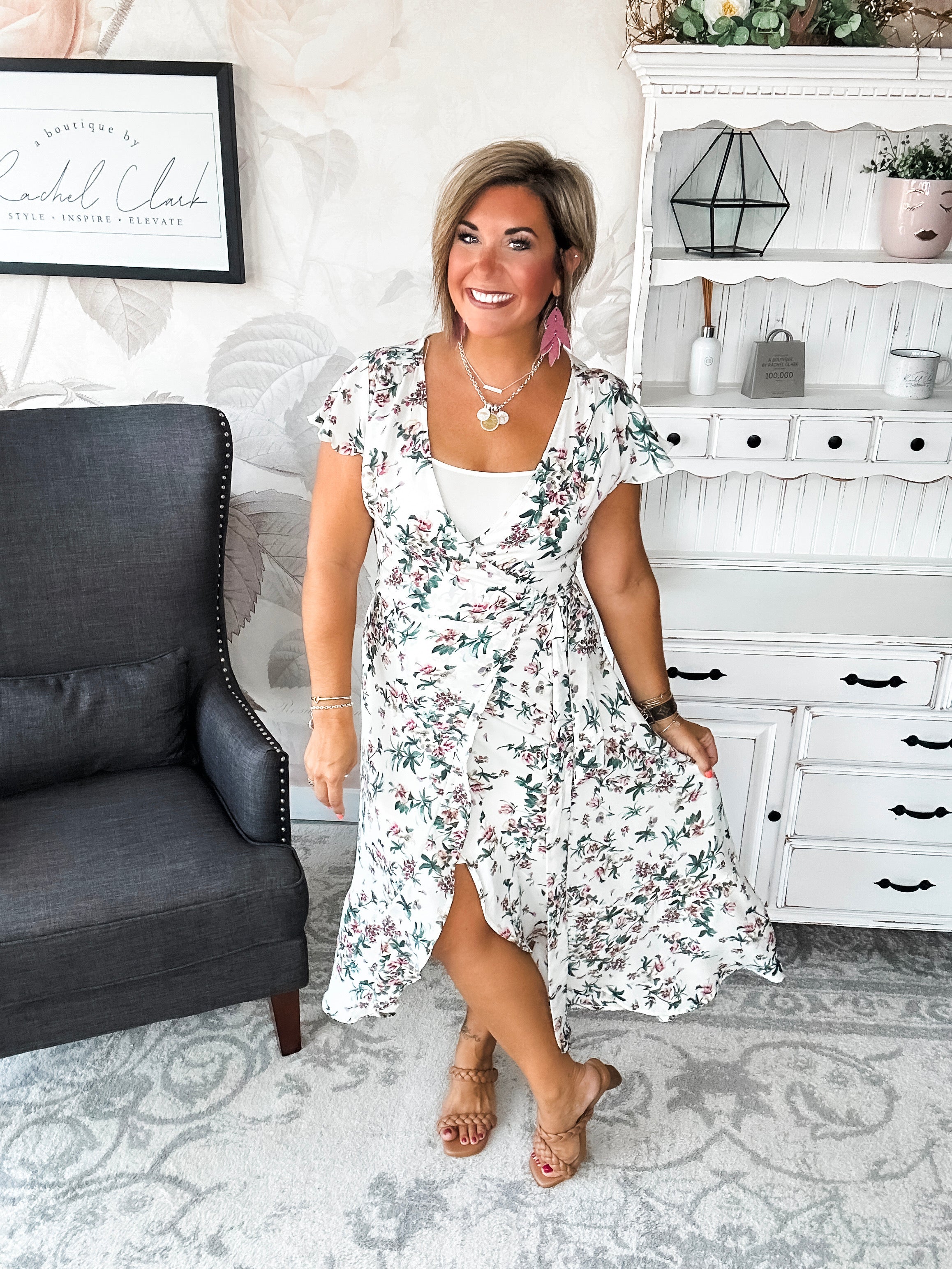 Stay With Me Forever Floral Dress - Cream