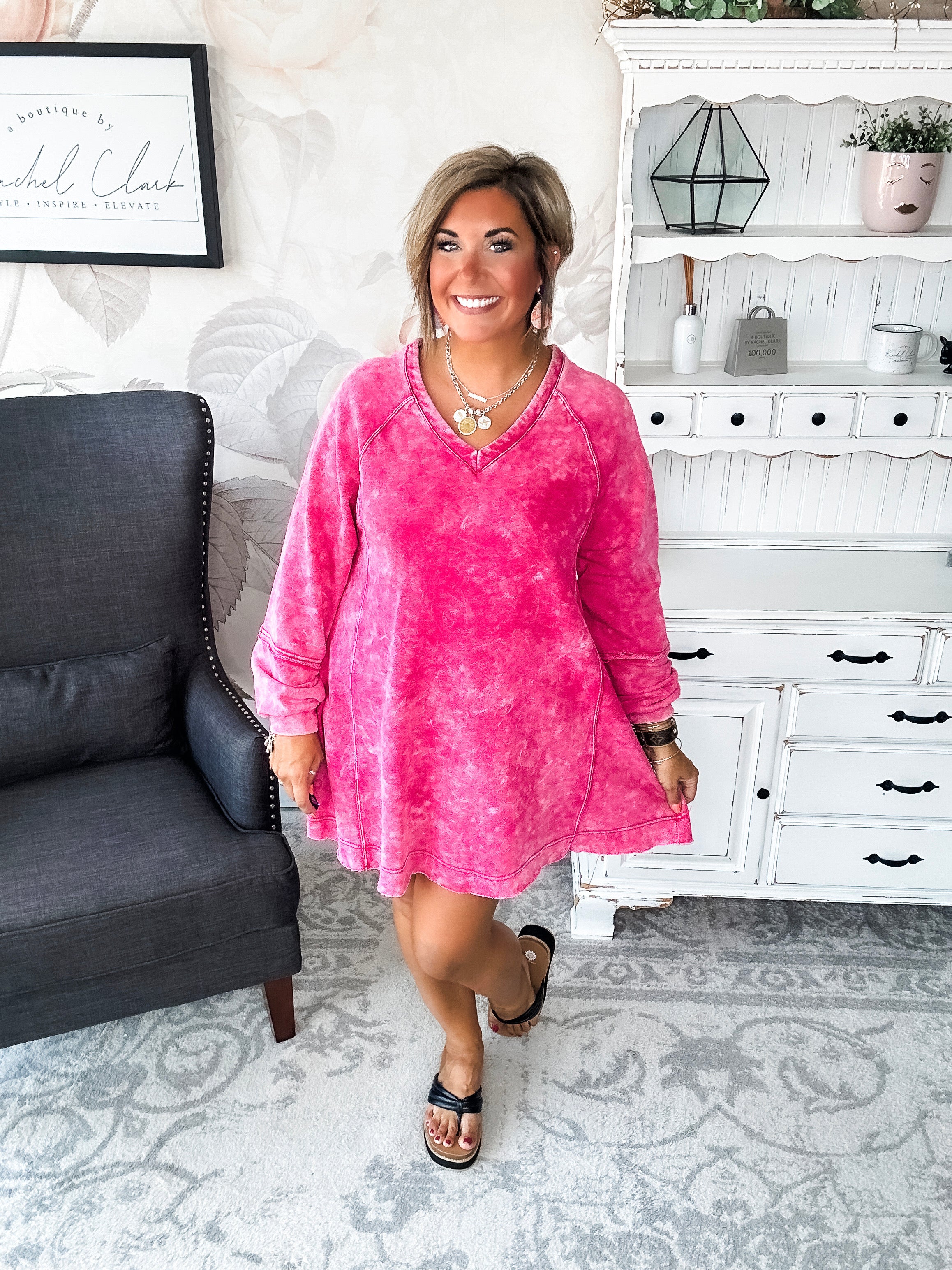 They All Made It Shift Dress - Magenta