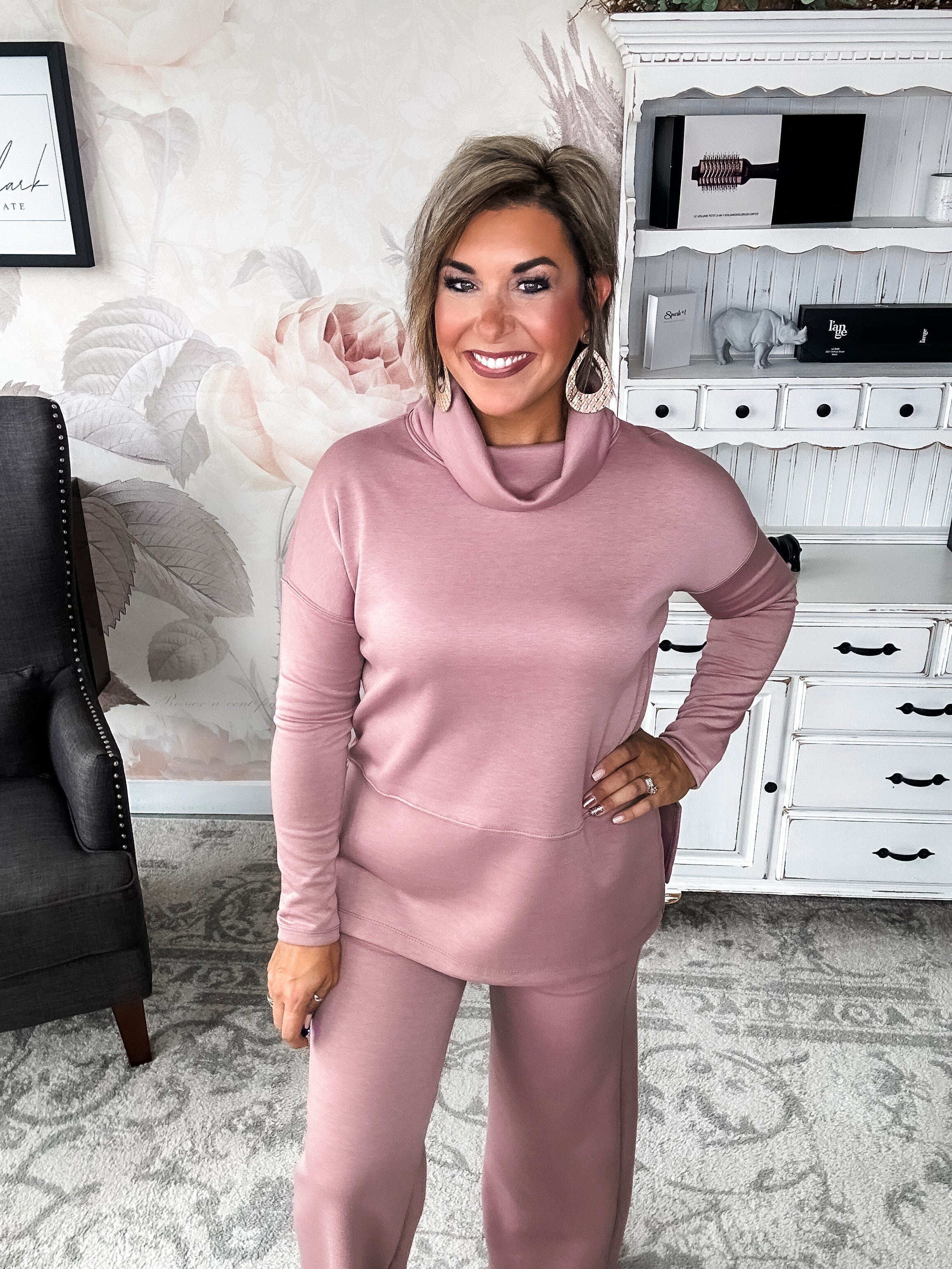 Cozy On The Weekend Cowlneck - Mauve