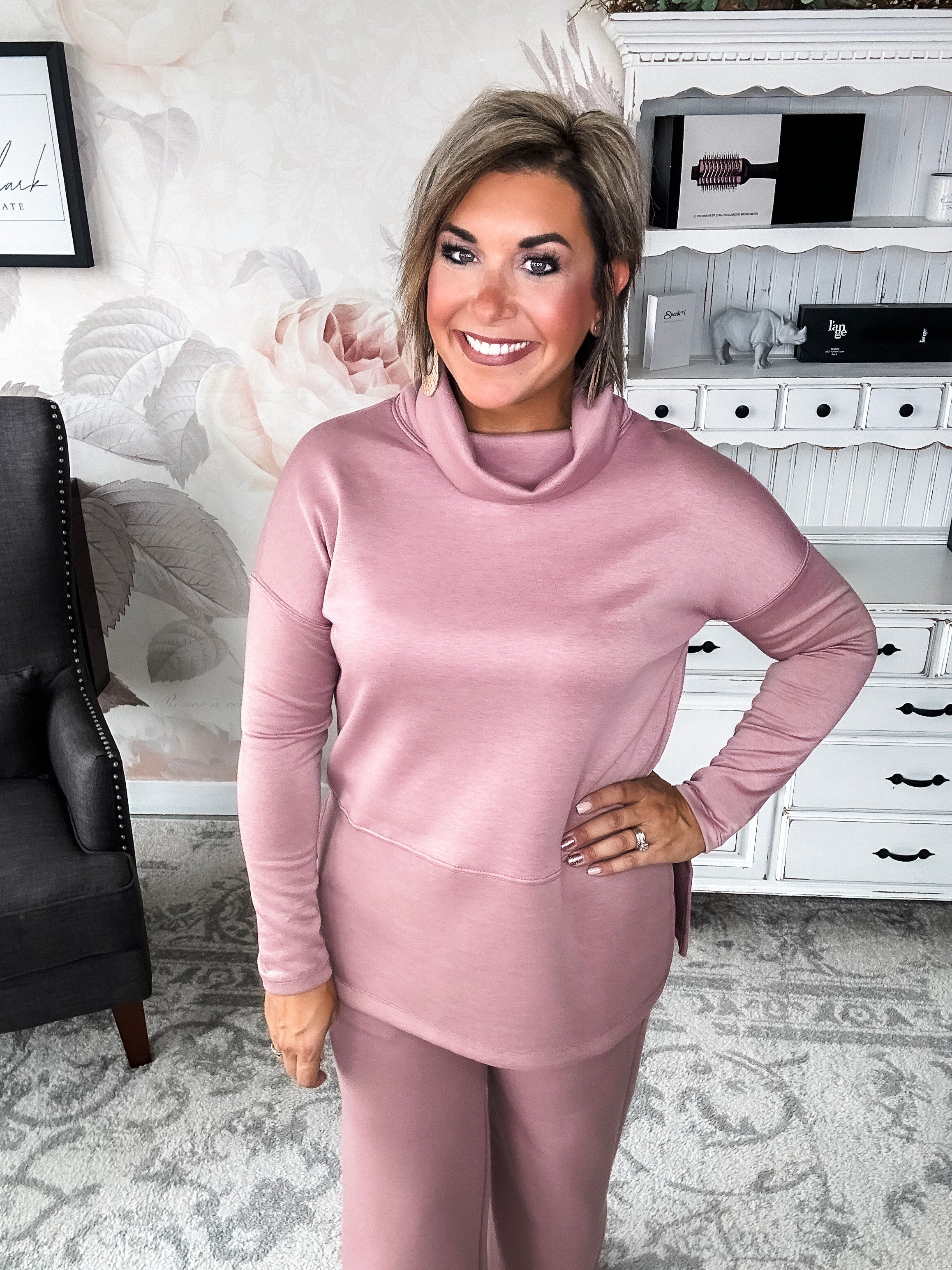 Cozy On The Weekend Cowlneck - Mauve