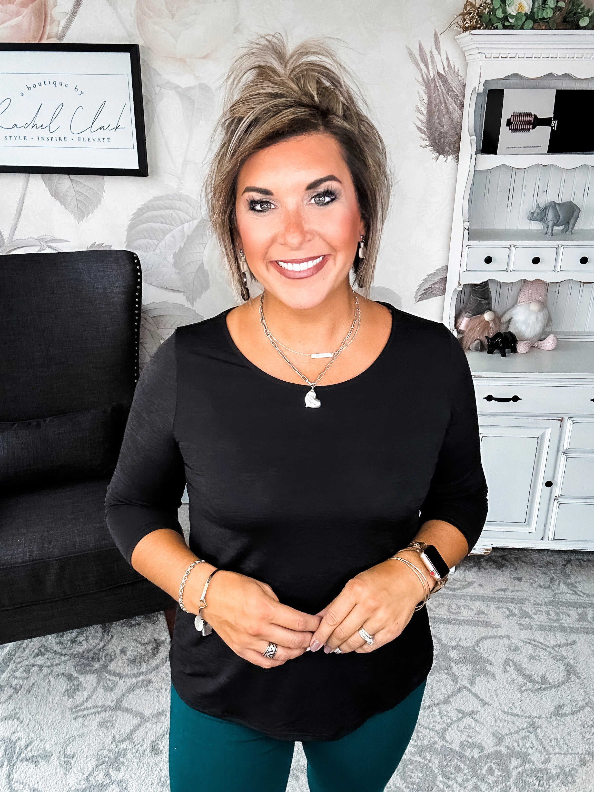 Find The Answer Round Neck Top - Black