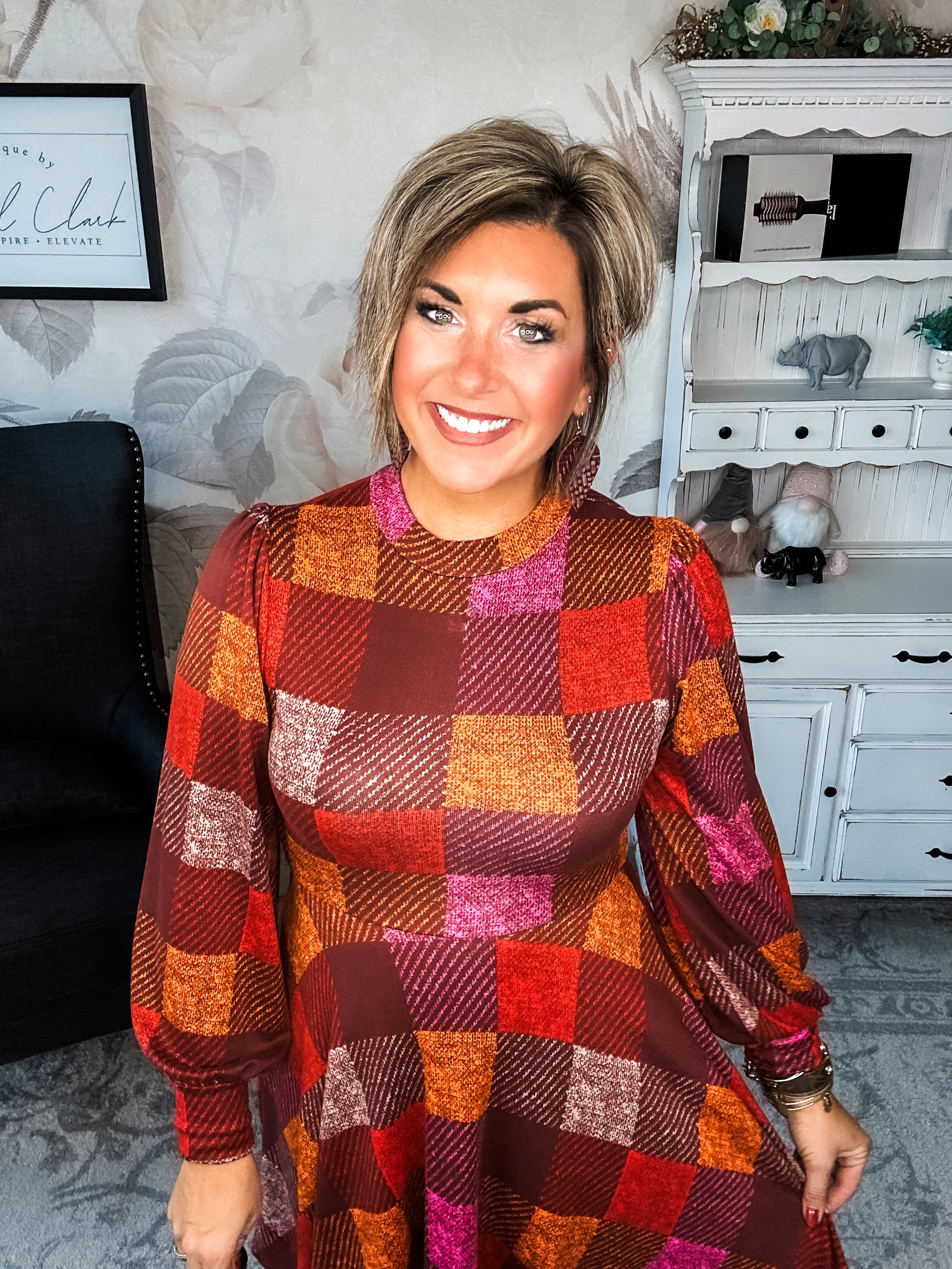 Time For Comfort Dress - Red Checker