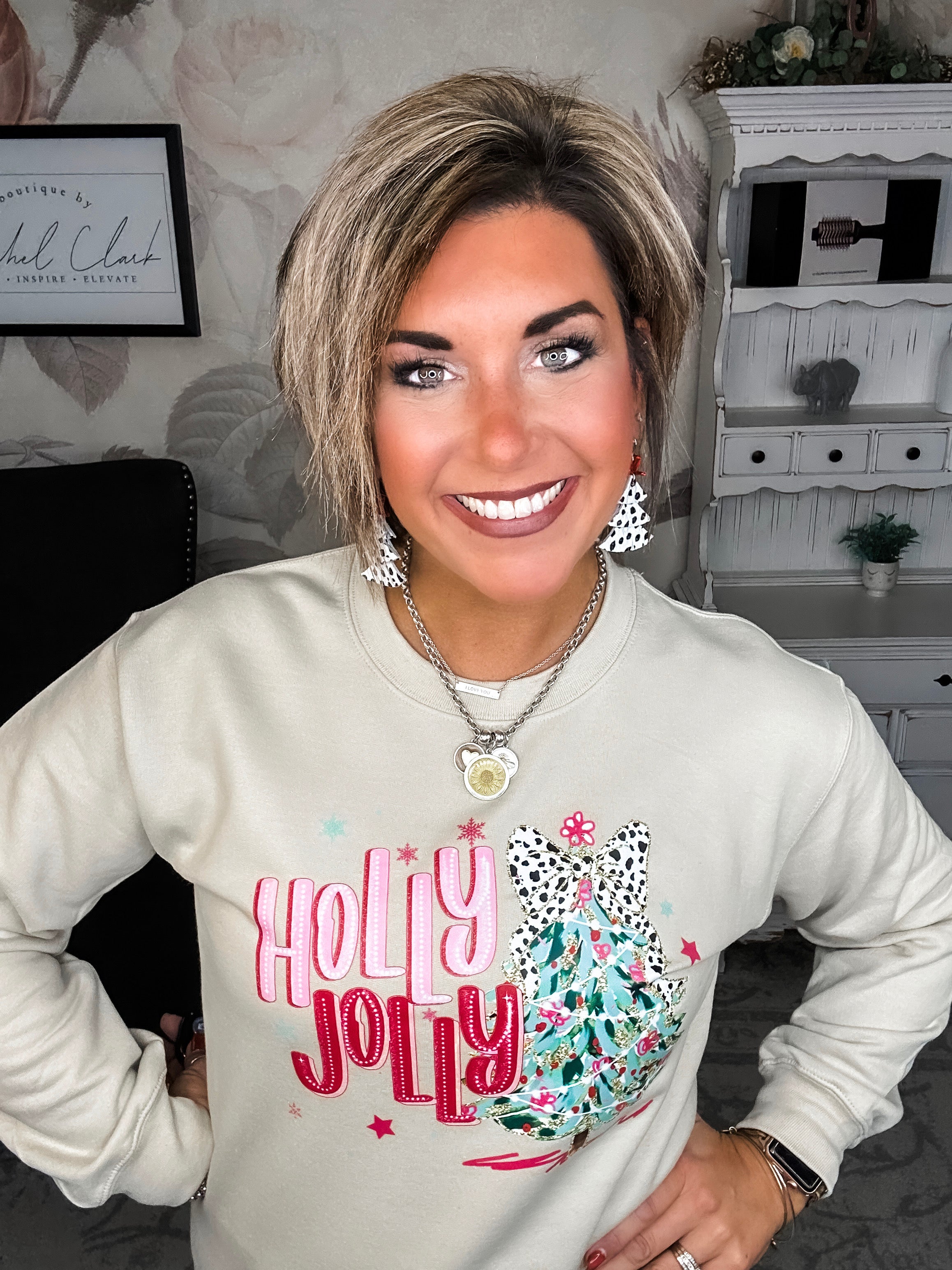Holly Jolly Sparkle Tree Pullover Sweatshirt