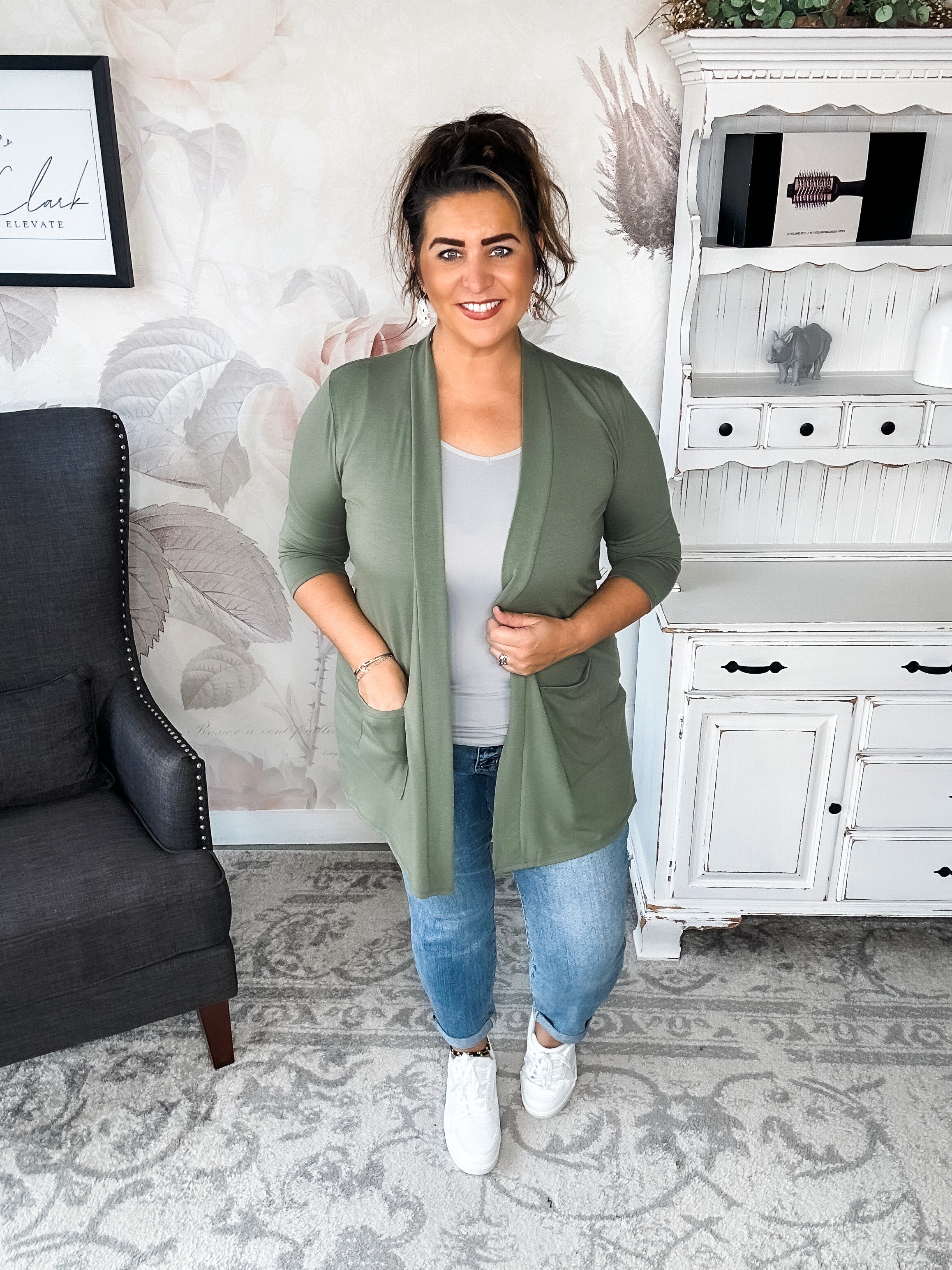 Keep On Going Cardigan - Olive