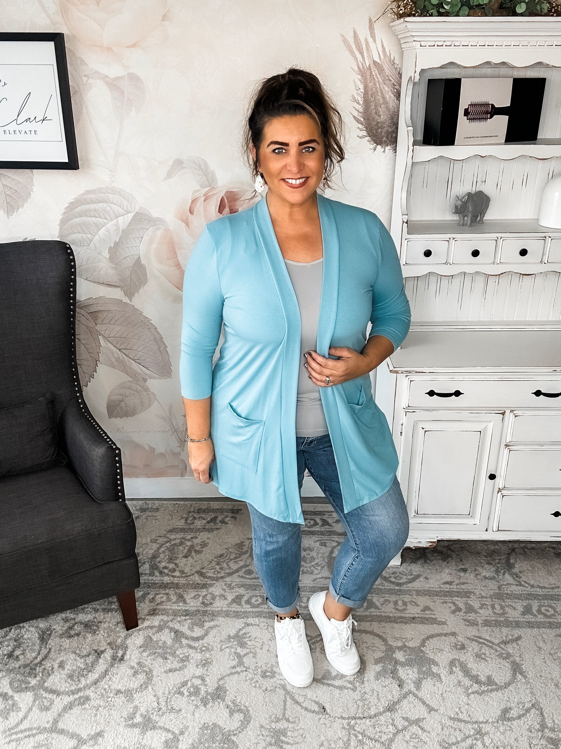 Keep On Going Cardigan - Dusty Teal
