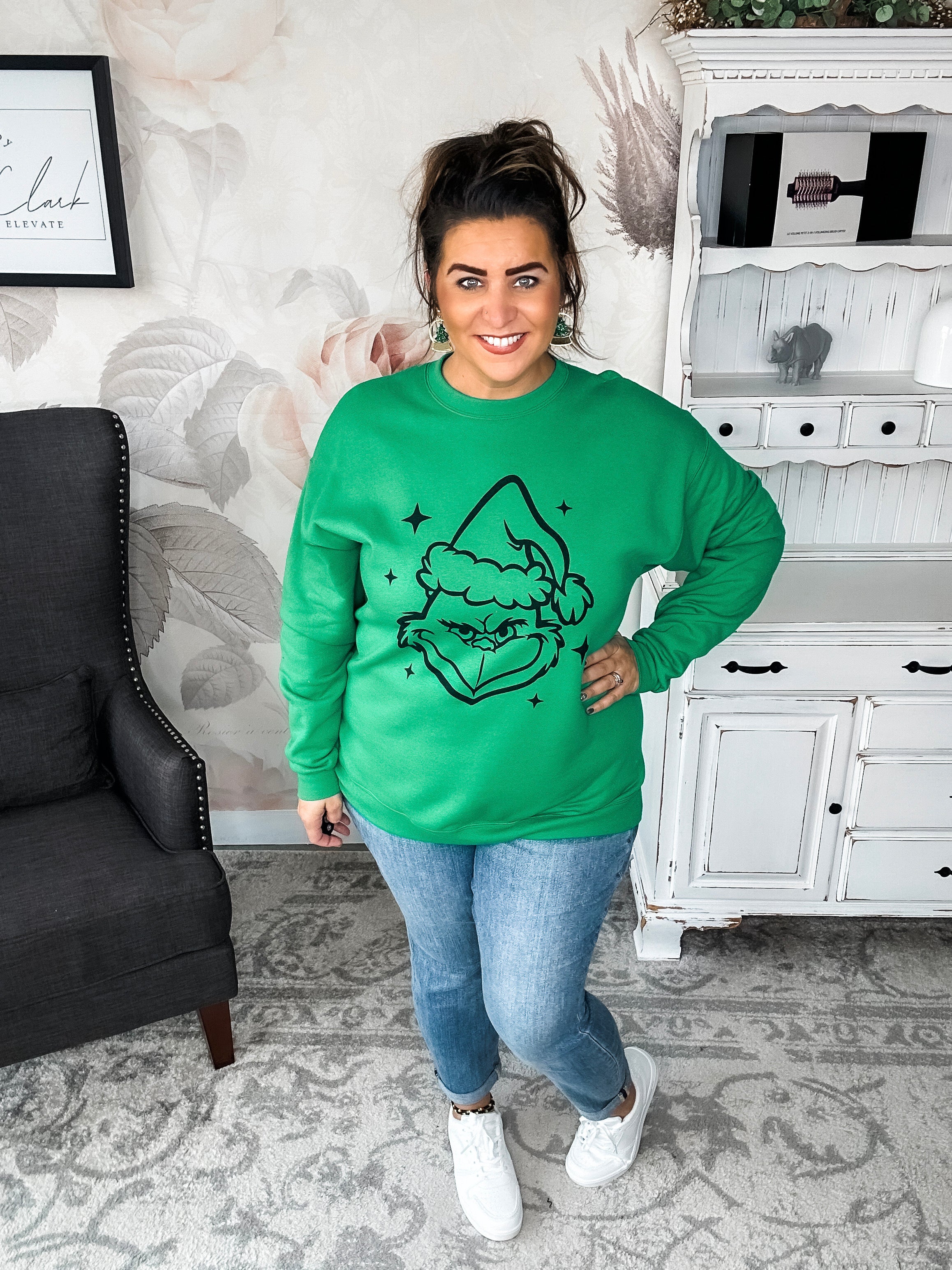 Grinch Face Pullover Sweatshirt