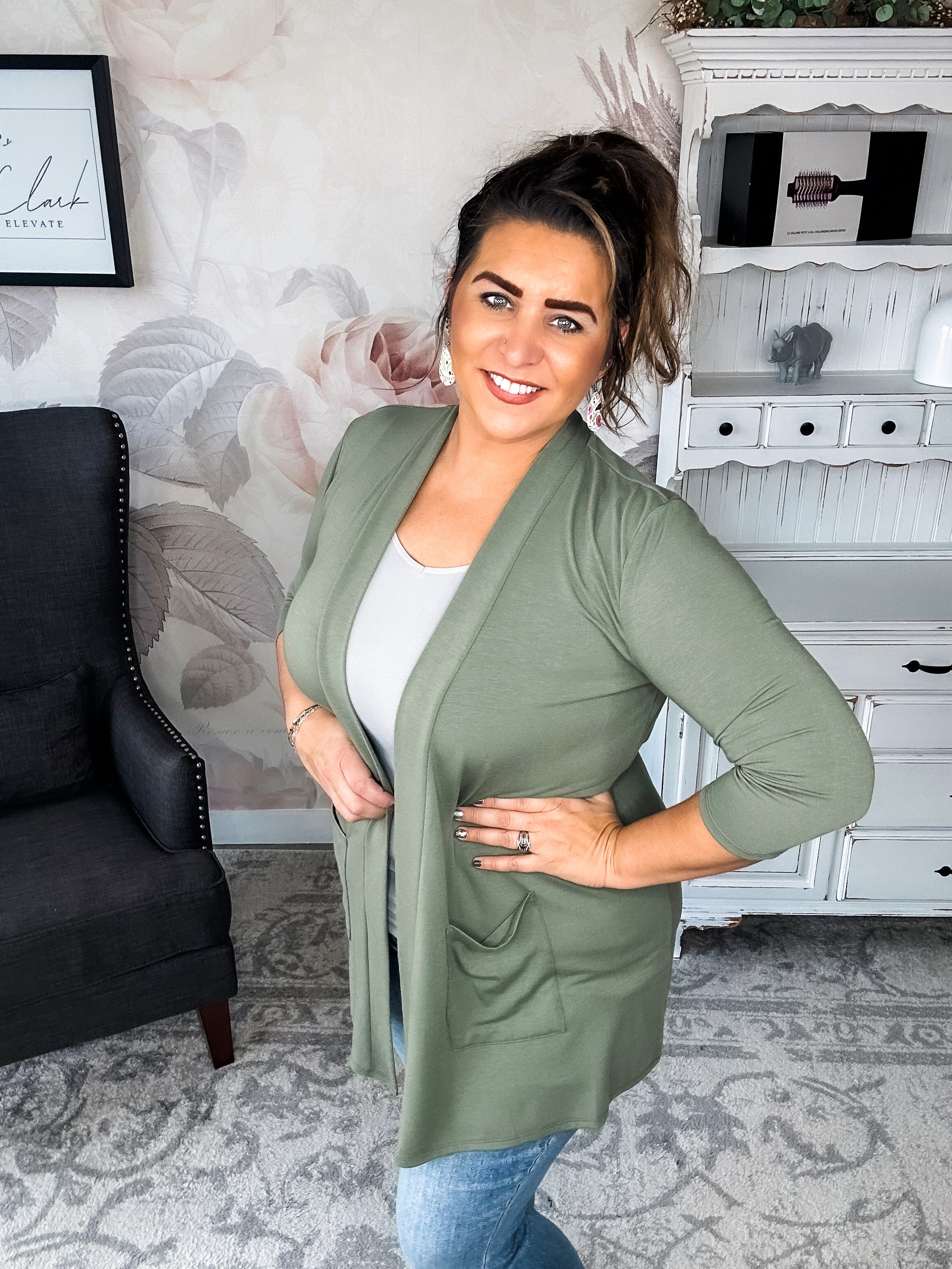 Keep On Going Cardigan - Olive