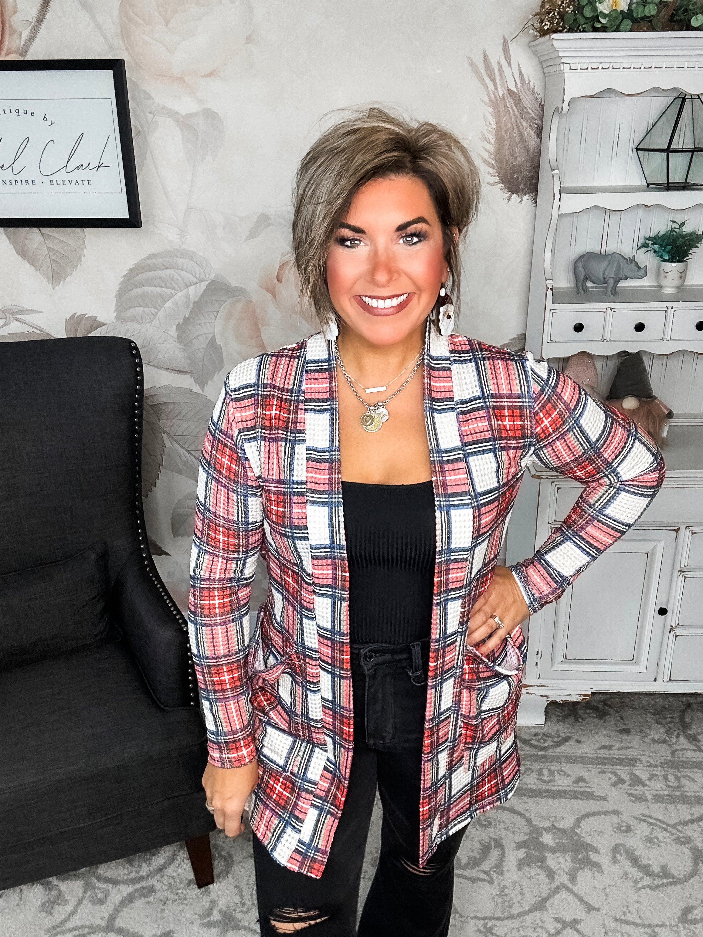 Sitting On The Treetops Cardigan - Plaid