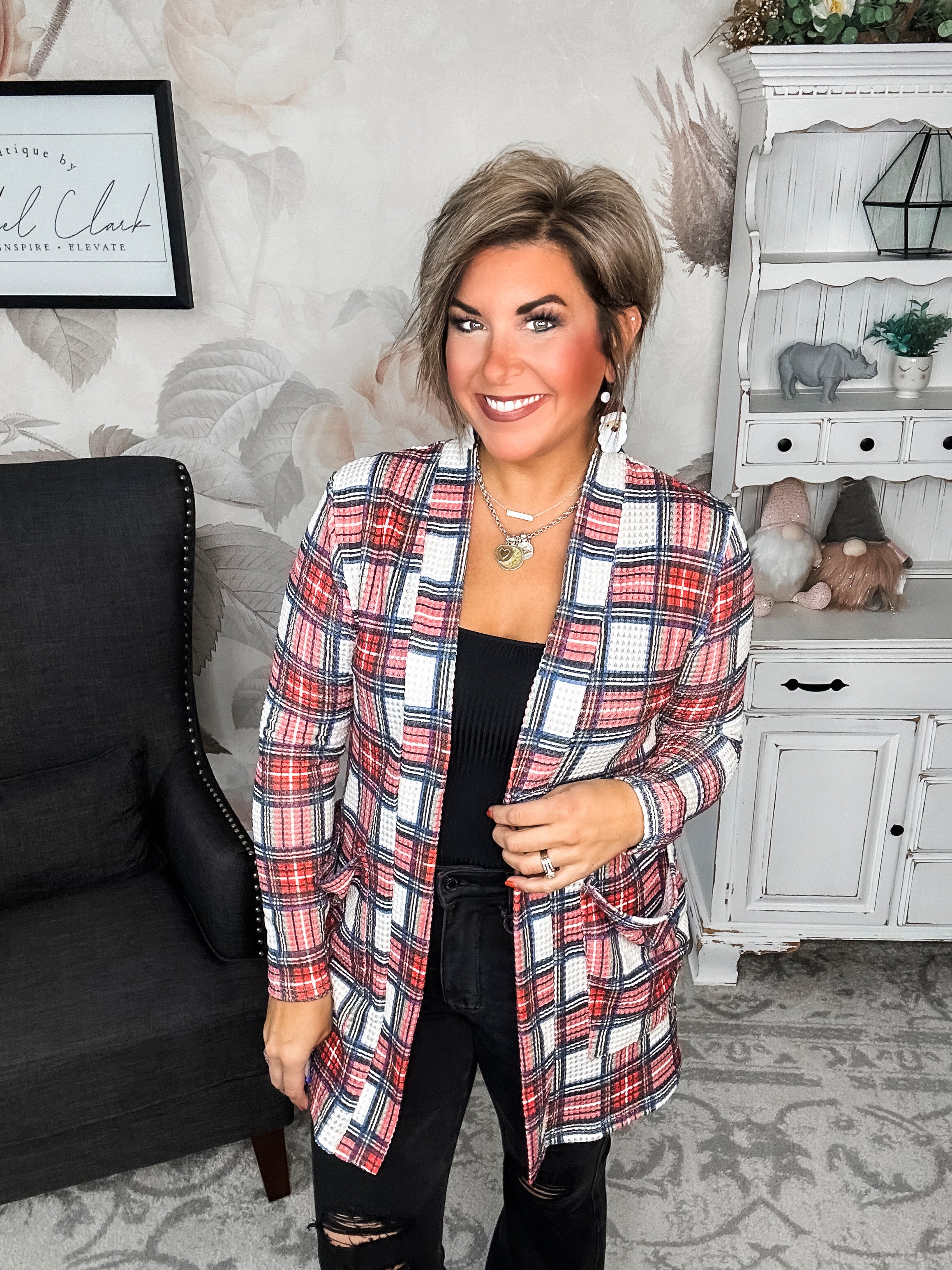 Sitting On The Treetops Cardigan - Plaid