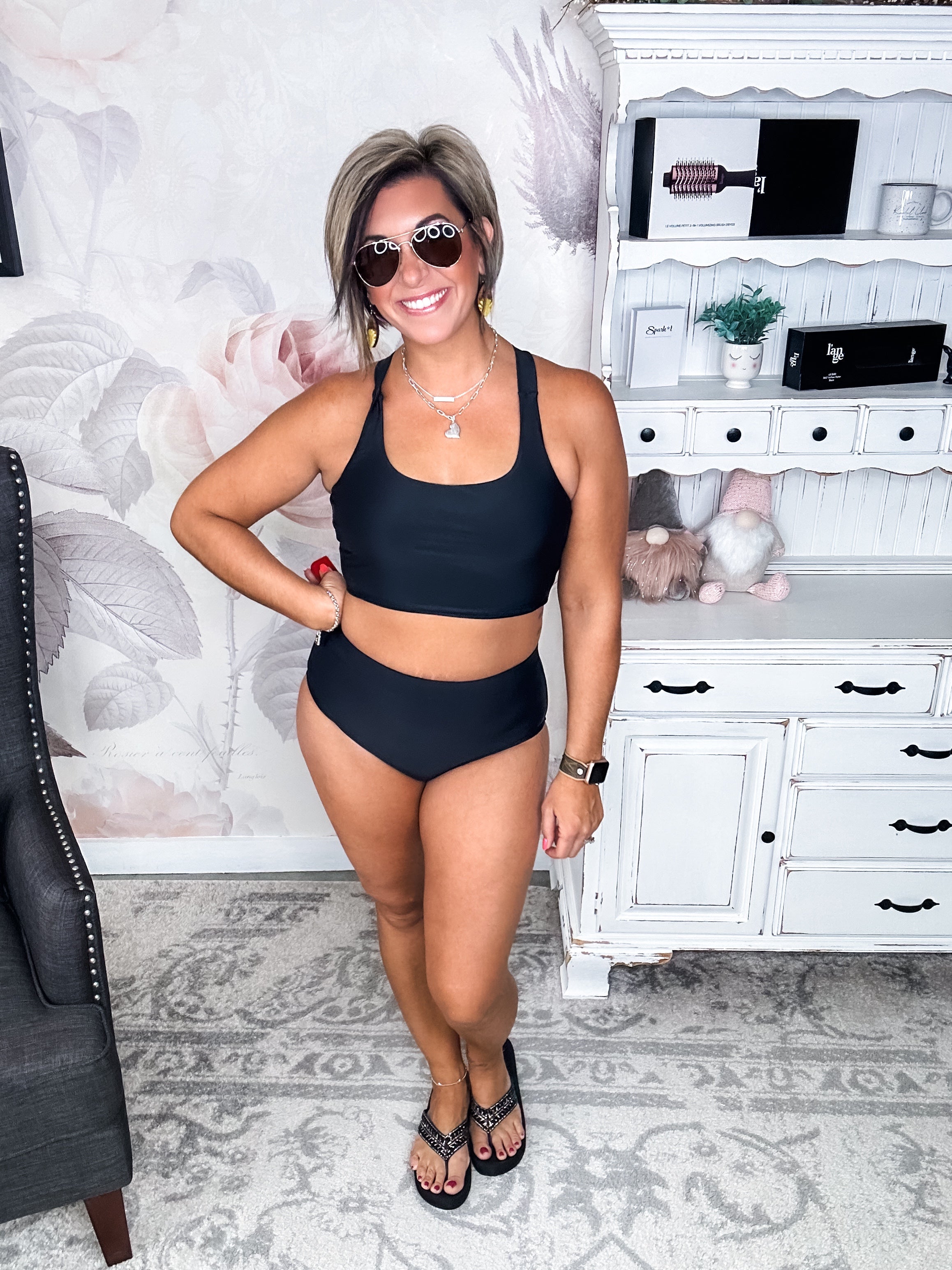 Along The Boardwalk Swim Top - Black