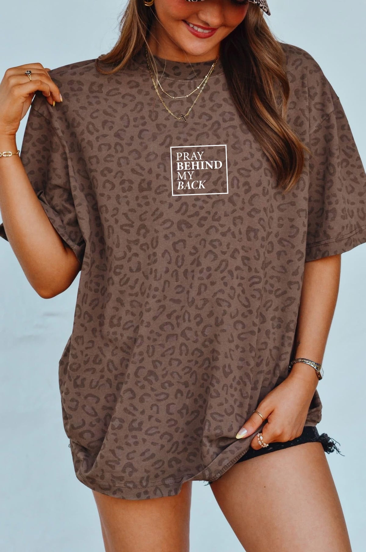 Pray Behind Back Brown Leopard Tee *ONLINE EXCLUSIVE*