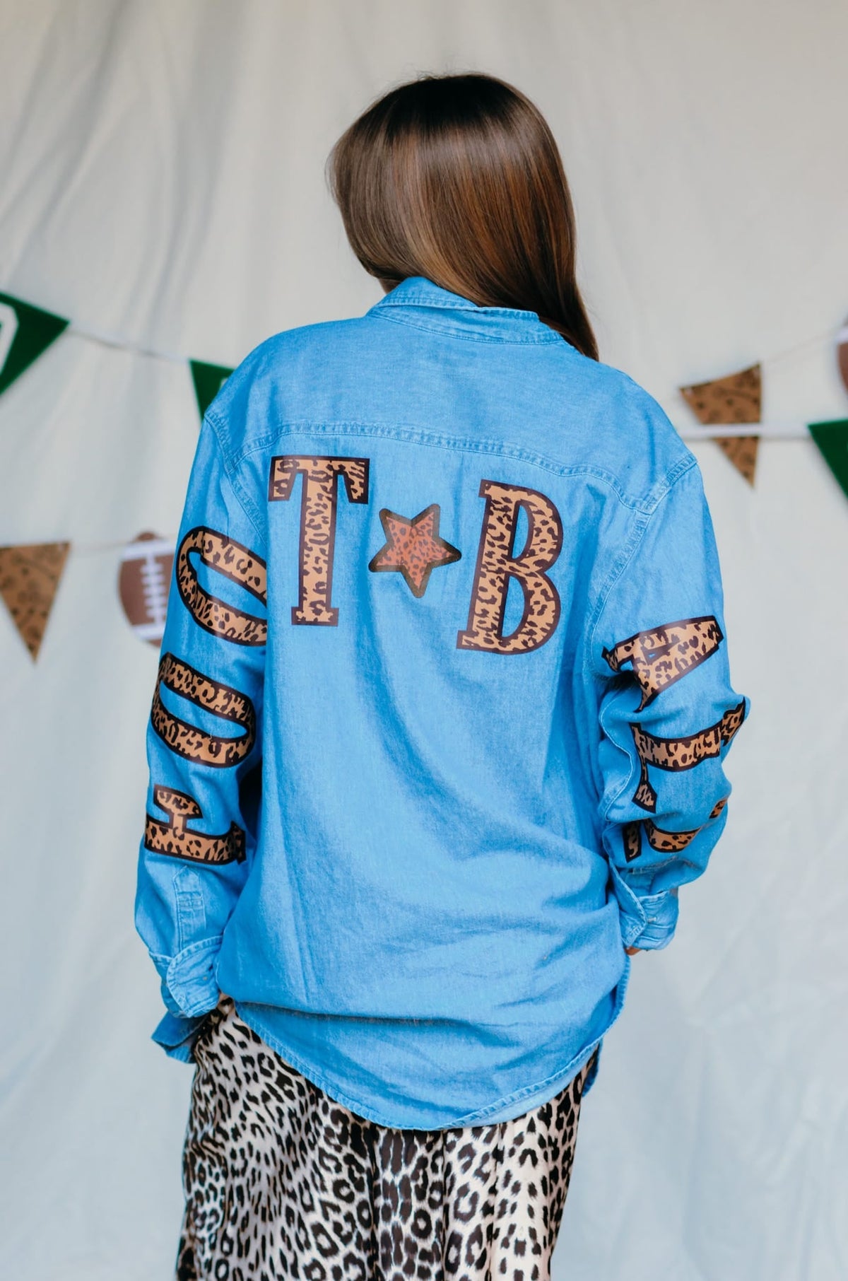 Football Leopard Denim Shirt *ONLINE EXCLUSIVE*