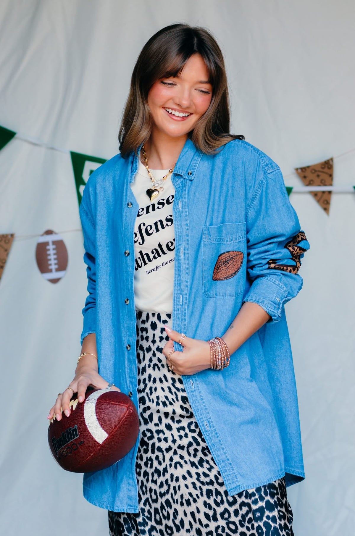 Football Leopard Denim Shirt *ONLINE EXCLUSIVE*