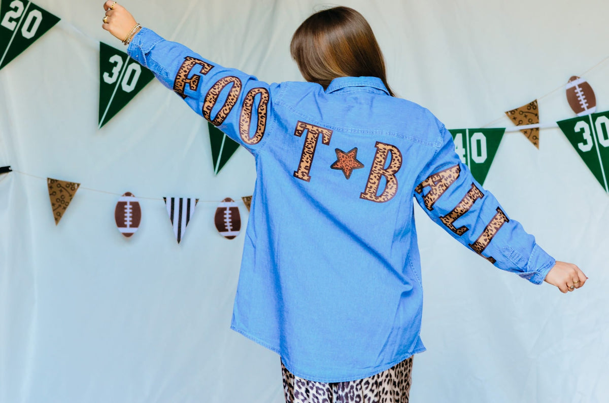 Football Leopard Denim Shirt *ONLINE EXCLUSIVE*