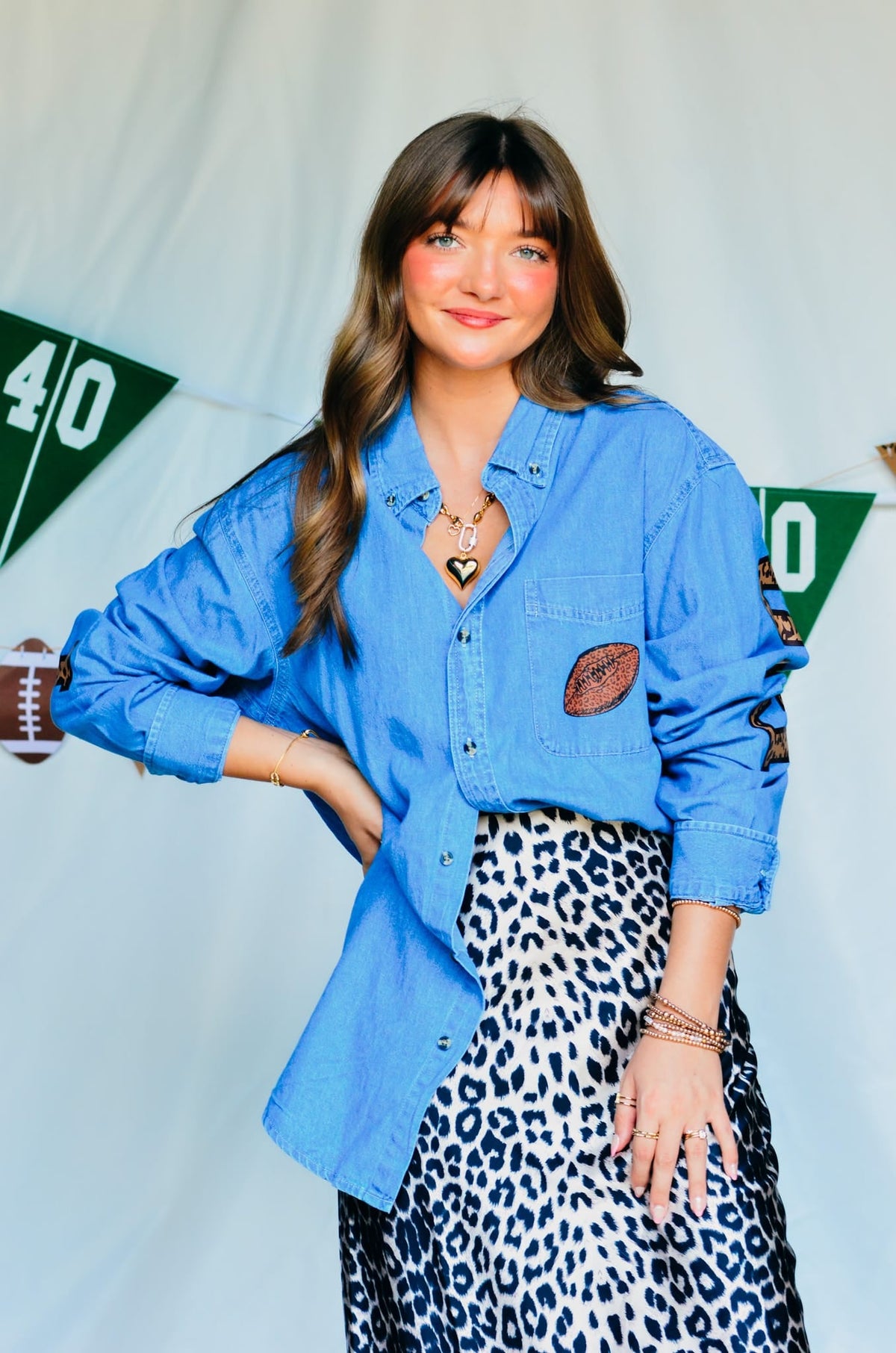Football Leopard Denim Shirt *ONLINE EXCLUSIVE*