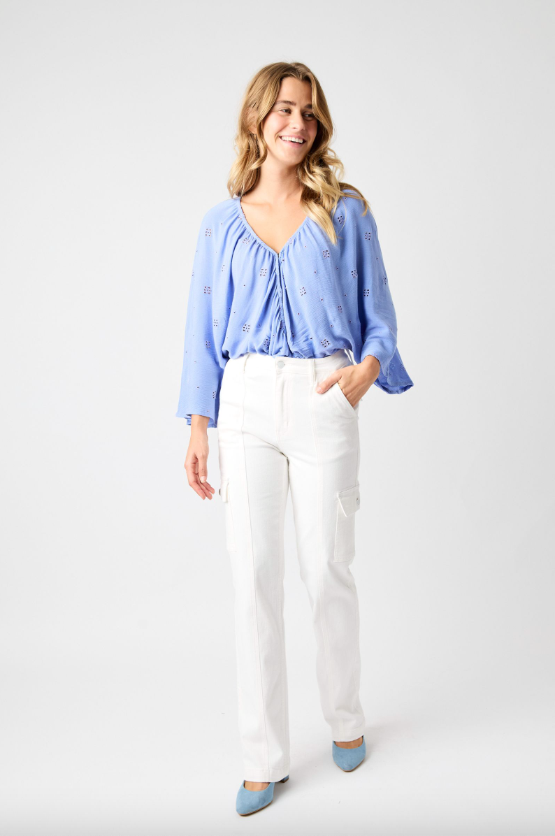 Judy Blue White Cargo Straight Leg Jeans