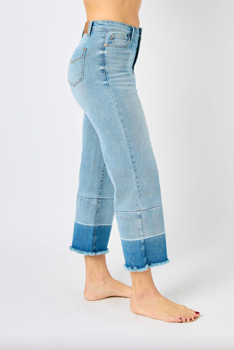Judy Blue Release Hem Cropped Wide Leg Jeans