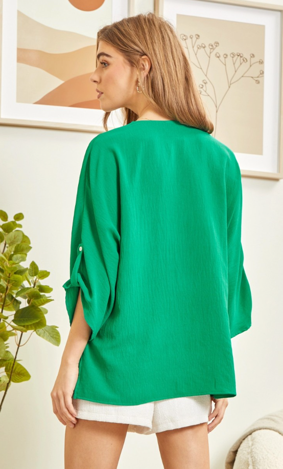 Let Me Work It Blouse - Emerald