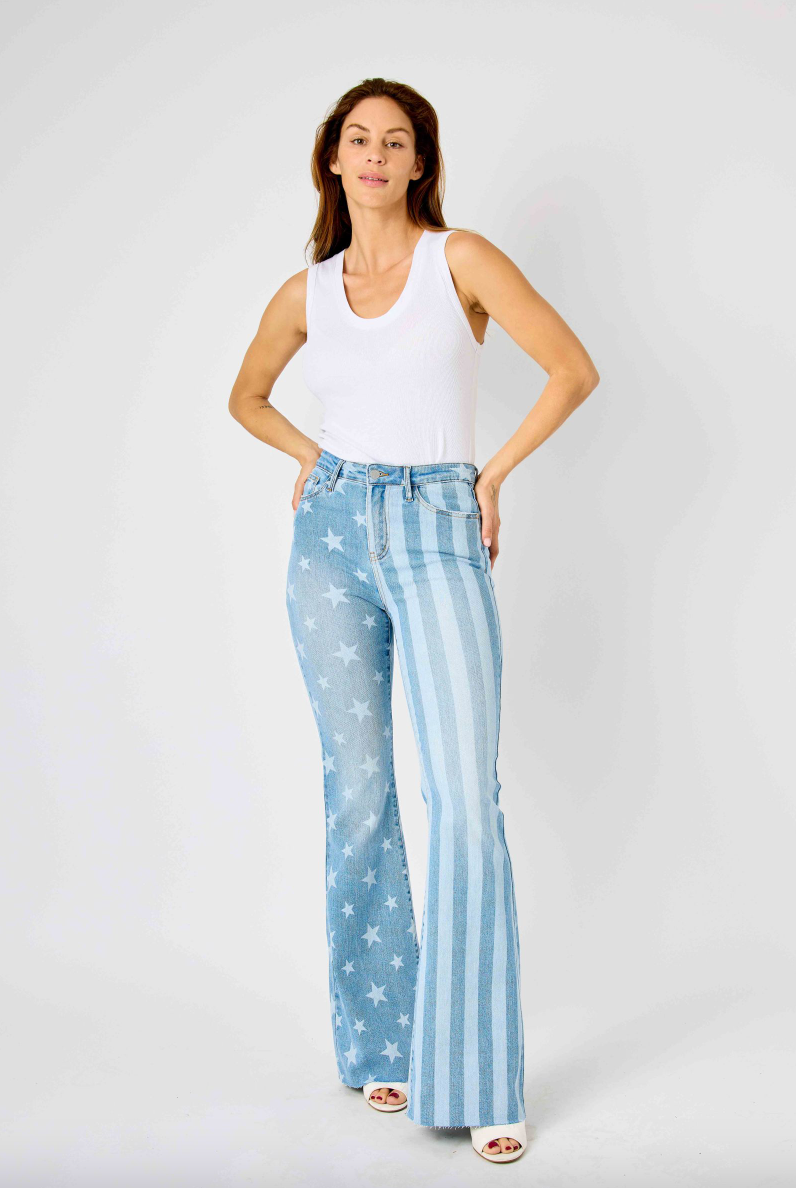 Judy Blue Stars & Stripes Bleach Flare