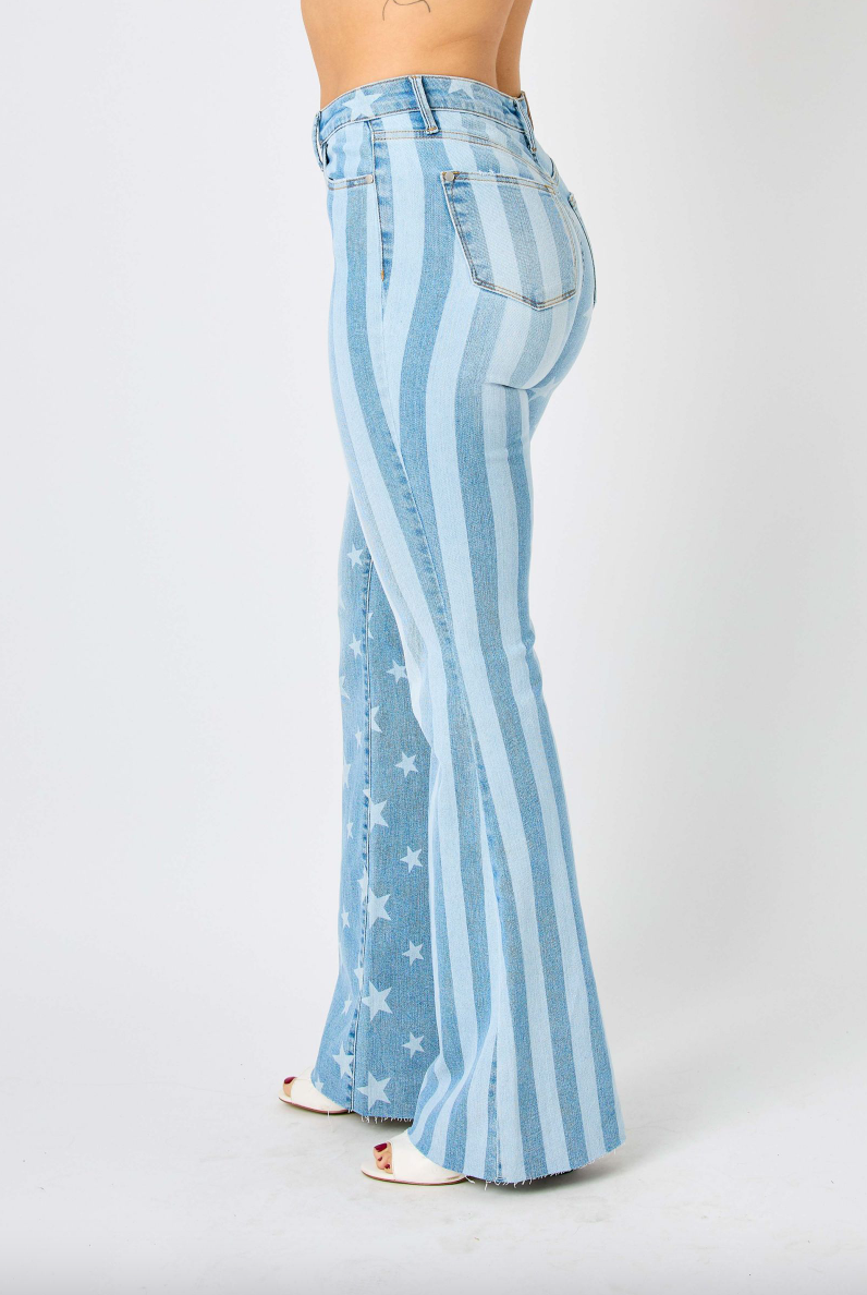 Judy Blue Stars & Stripes Bleach Flare