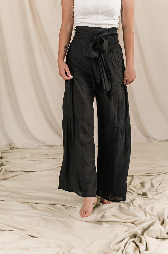 Ampersand Avenue Tiered Boho Pants - Black