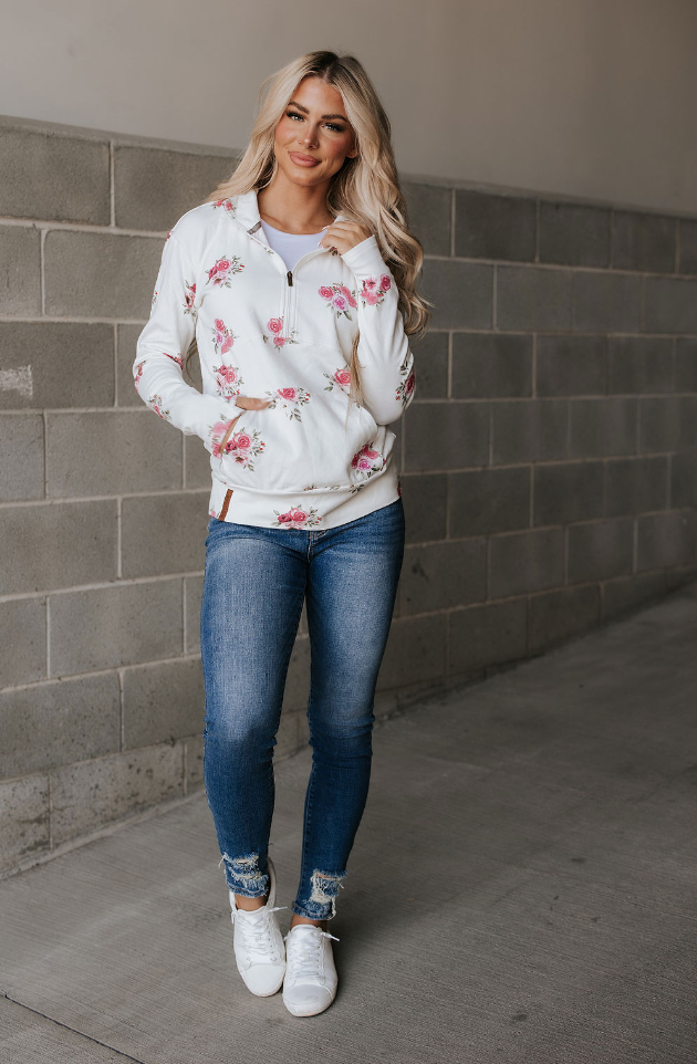 Ampersand Avenue Halfzip Sweatshirt - Garden Bloom