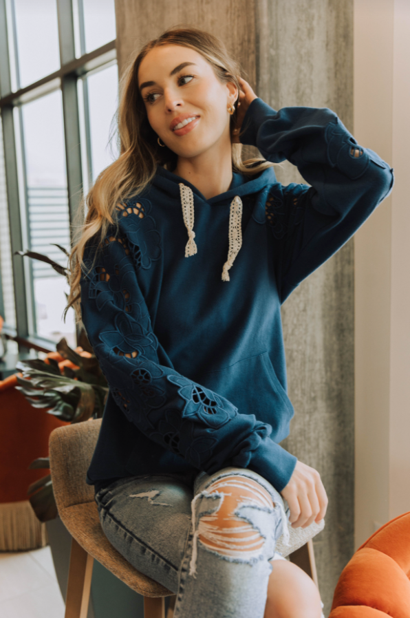 に*あ様 VALLAD I LOVE HOODI Ampersand Avenue University Hoodie - Love Story - Midnight Blue